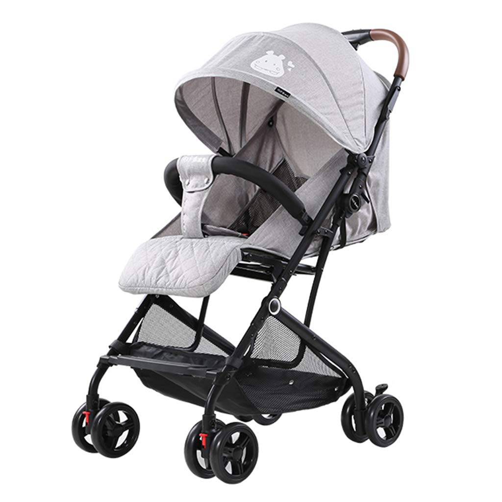 Best 4-Wheel Baby Stroller - One-Hand Foldable Lightweight Travel Stroller with Breathable Linen Fabric, Large Storage Basket & Shock-Absorbing Wheels for 0-3 Year Olds - Perfect for Shopping, Travel & Daily Walks
