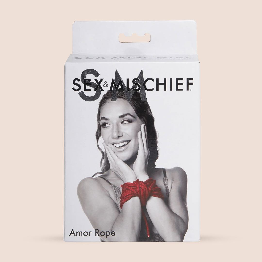 Sportsheets Red Amor Bondage Rope - 20ft Soft Cotton Restraint Rope for BDSM, Shibari & Sensual Play - Perfect for Couples, Beginners & Advanced Users - Bedroom, Spice Up Romance & Adult Play Accessories