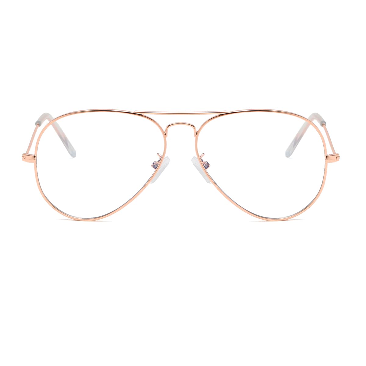 Junsika Blue Light Blocking Glasses for Women & Men - Classic Aviator Style Computer Glasses with Clear Lens & Metal Frame - Reduce Eye Strain for Gaming, Office Work & Screen Use