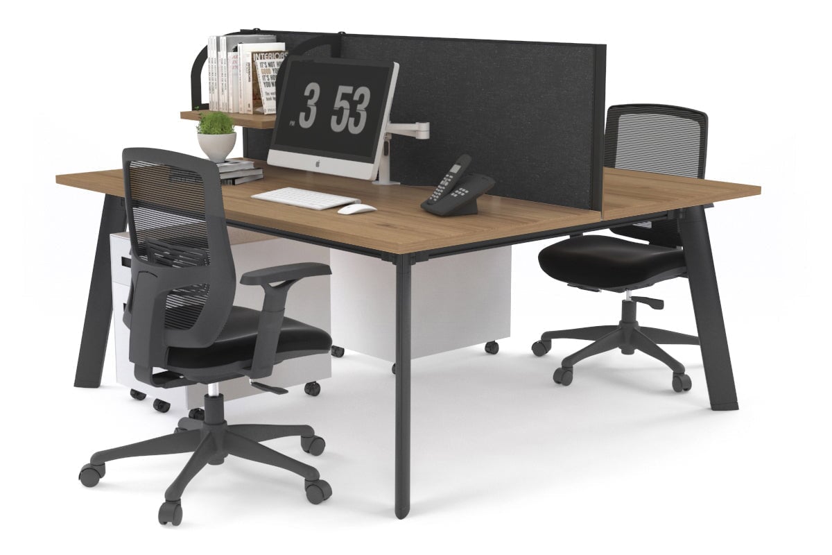 2-Person Workstation with Black Frame - 1400L x 700W - Perfect for Office, Home Office & Collaborative Workspaces