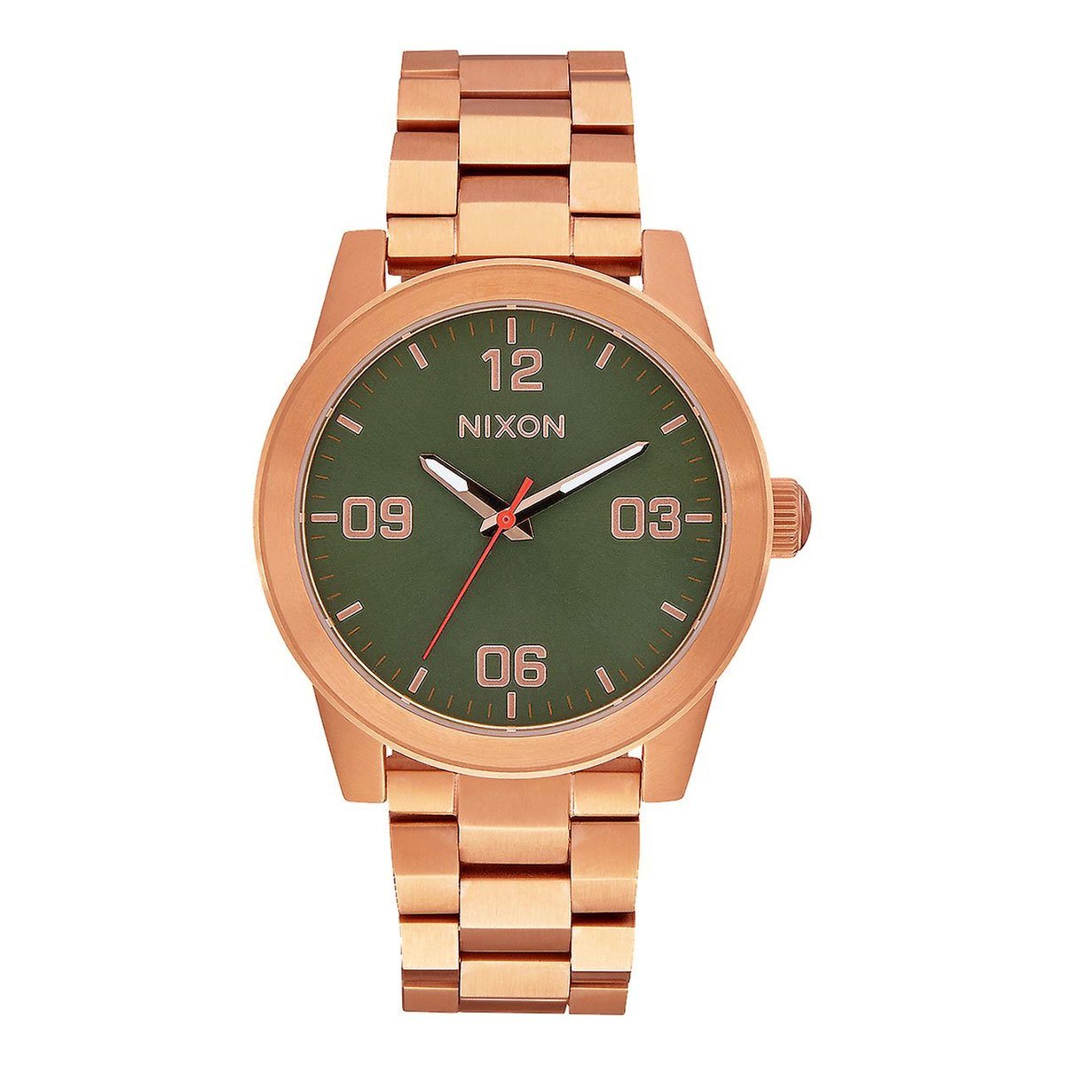 Nixon G.I. Stainless Steel Rose Gold & Green Watch - Unisex One Size - Perfect for Everyday Wear, Outdoor Adventures & Fashion Statements