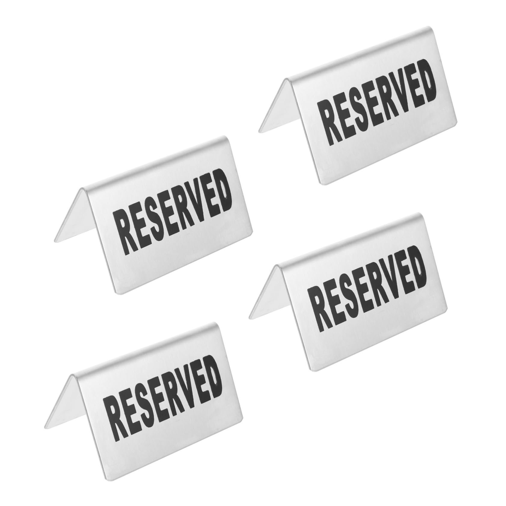 Stainless Steel Table Number Cards - 4 Pack Durable Reserved Table Signs for Restaurants, Weddings & Events - Rustproof, Easy to Clean - Perfect for Seating Arrangements & Table Markers