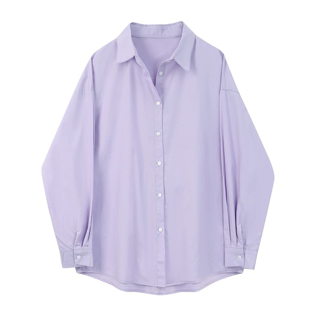 JJZXC Women's Elegant Long Sleeve Blouse - Spring Fashion Tunic Top, Pink Shirt for Women (One Size) | Perfect for Office Wear, Date Night & Casual Outfits
