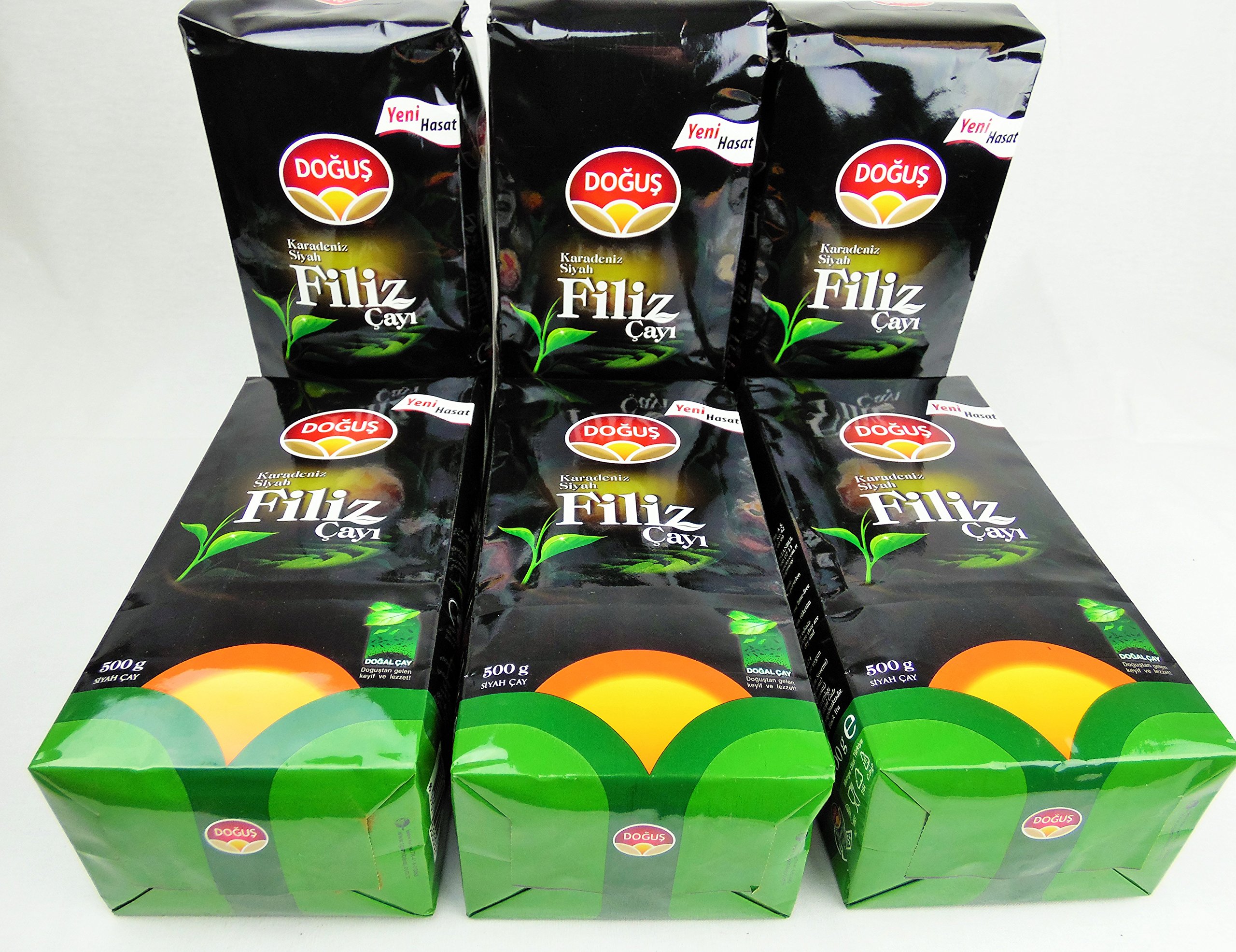 Premium Karadeniz Black Filiz Tea - Authentic Turkish Black Tea (16.9oz/500g, Pack of 6) | Rich Flavor for Breakfast, Afternoon Tea & Gift Giving