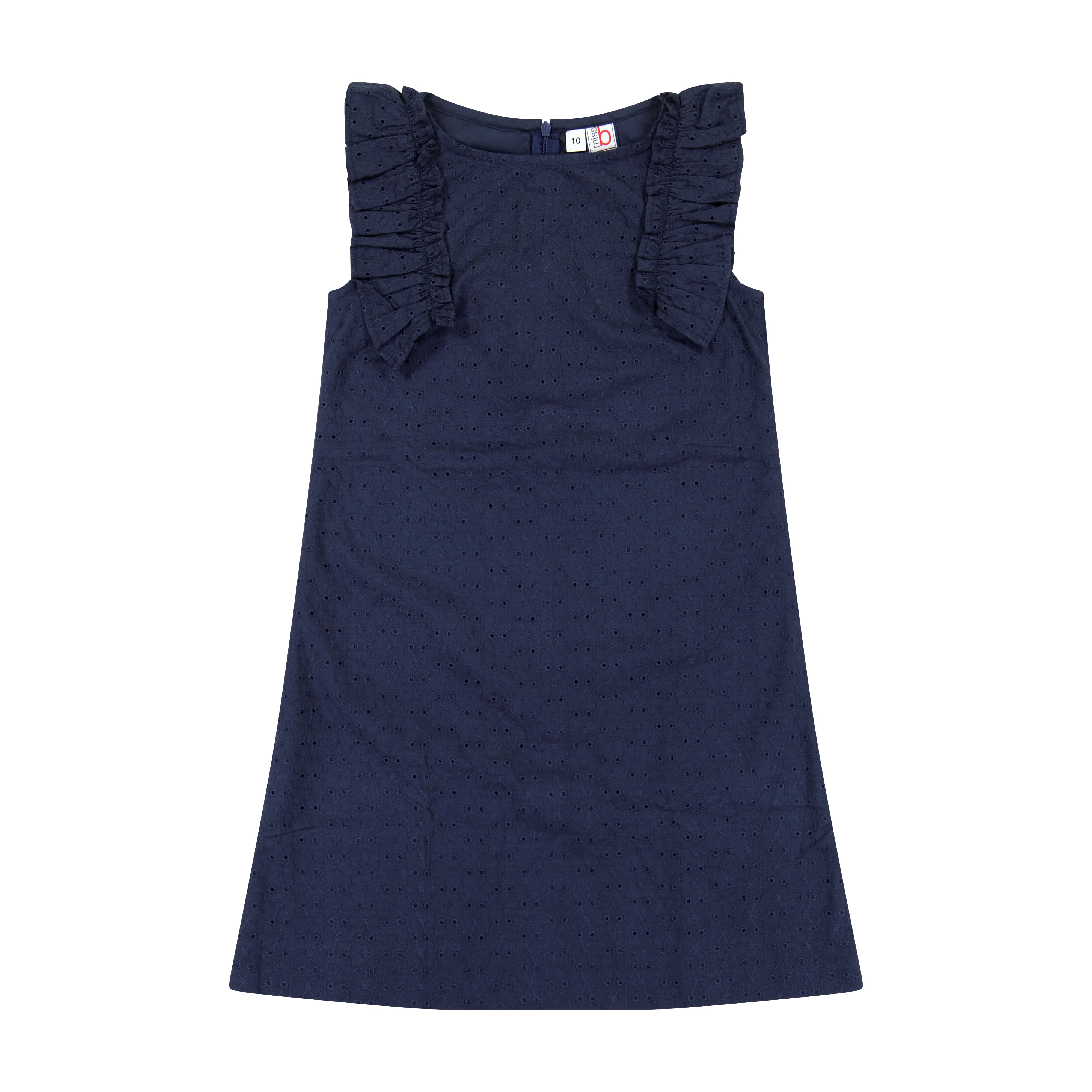 Grace Ruffle Sleeve Shift Dress - Navy Blue Eyelet Lace Summer Dress for Women, Perfect for Beach Vacations, Garden Parties & Casual Outings