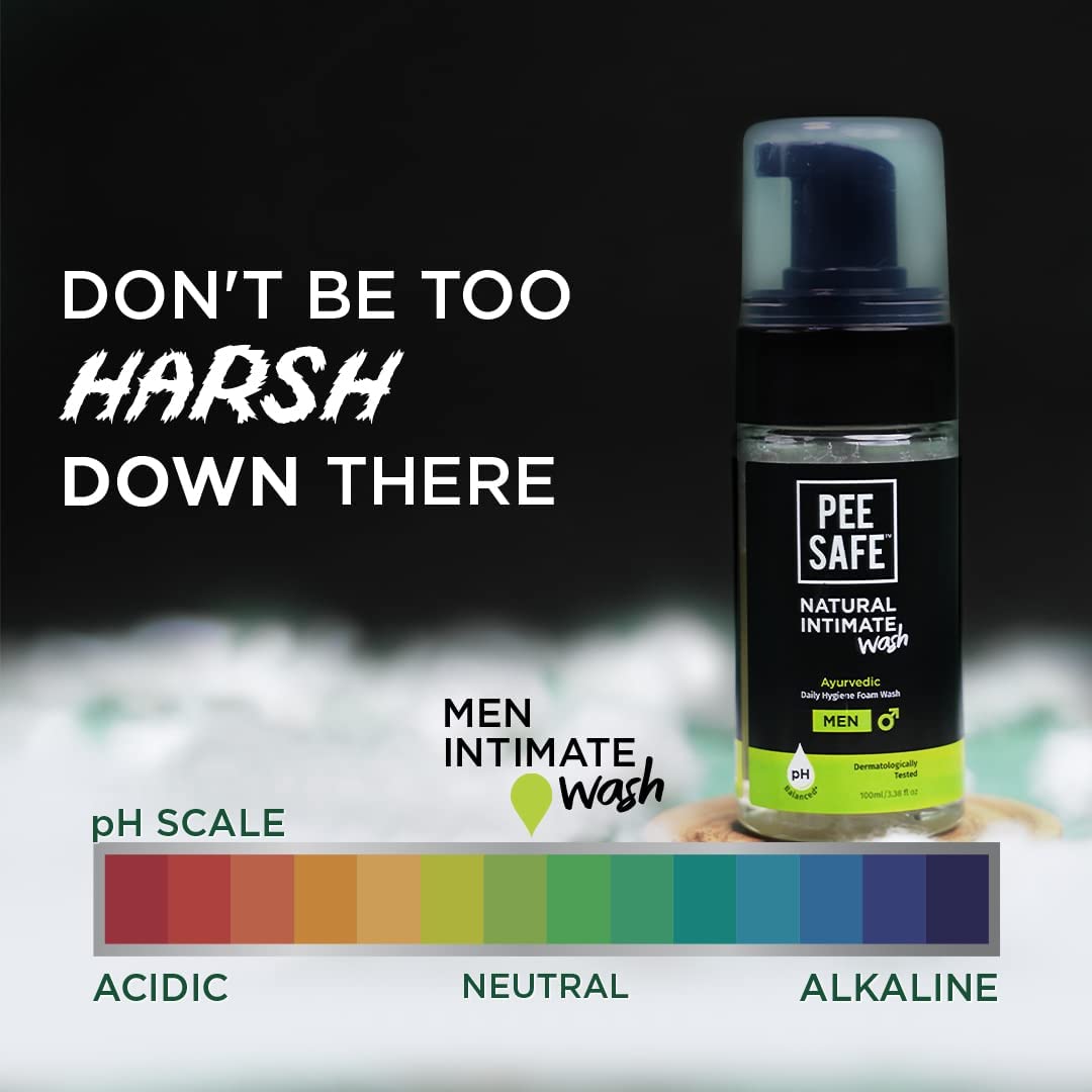 Pee Safe Natural Intimate Wash for Men with Tea Tree Oil - 100ml Ayurvedic Genital & Ball Wash for Men | Gentle Cleansing for Daily Hygiene & Comfort