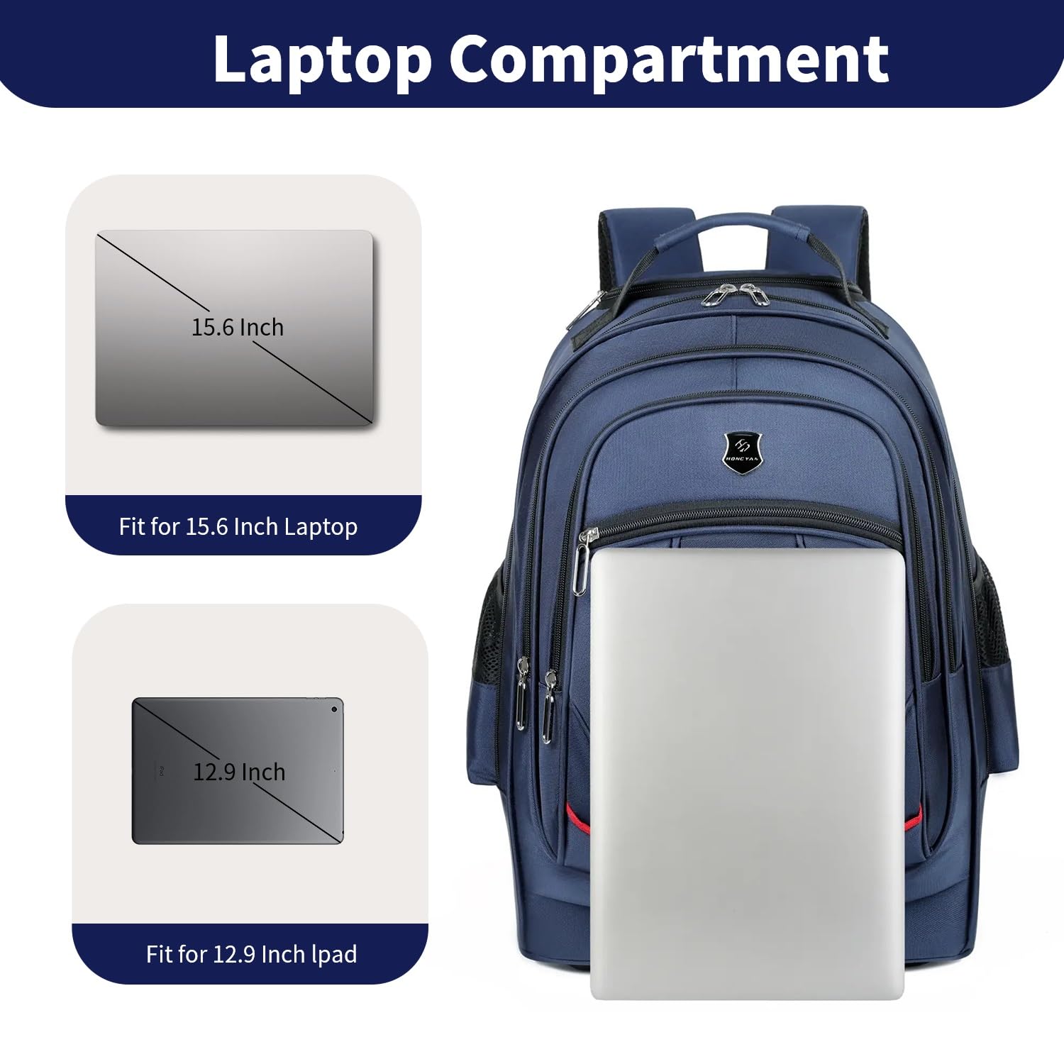 Rolling Backpack for Women & Men - 19.68 Inch Wheeled Laptop Backpack with Wheels for Travel, Work & Business - Lightweight Carry-On Luggage (Blue) - Perfect for Airplane, Commuting & College Students