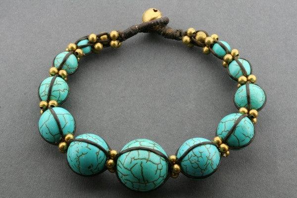 Turquoise Ball Bead Bracelet - Handmade Boho Beaded Jewelry for Women, Perfect for Yoga, Meditation & Everyday Wear