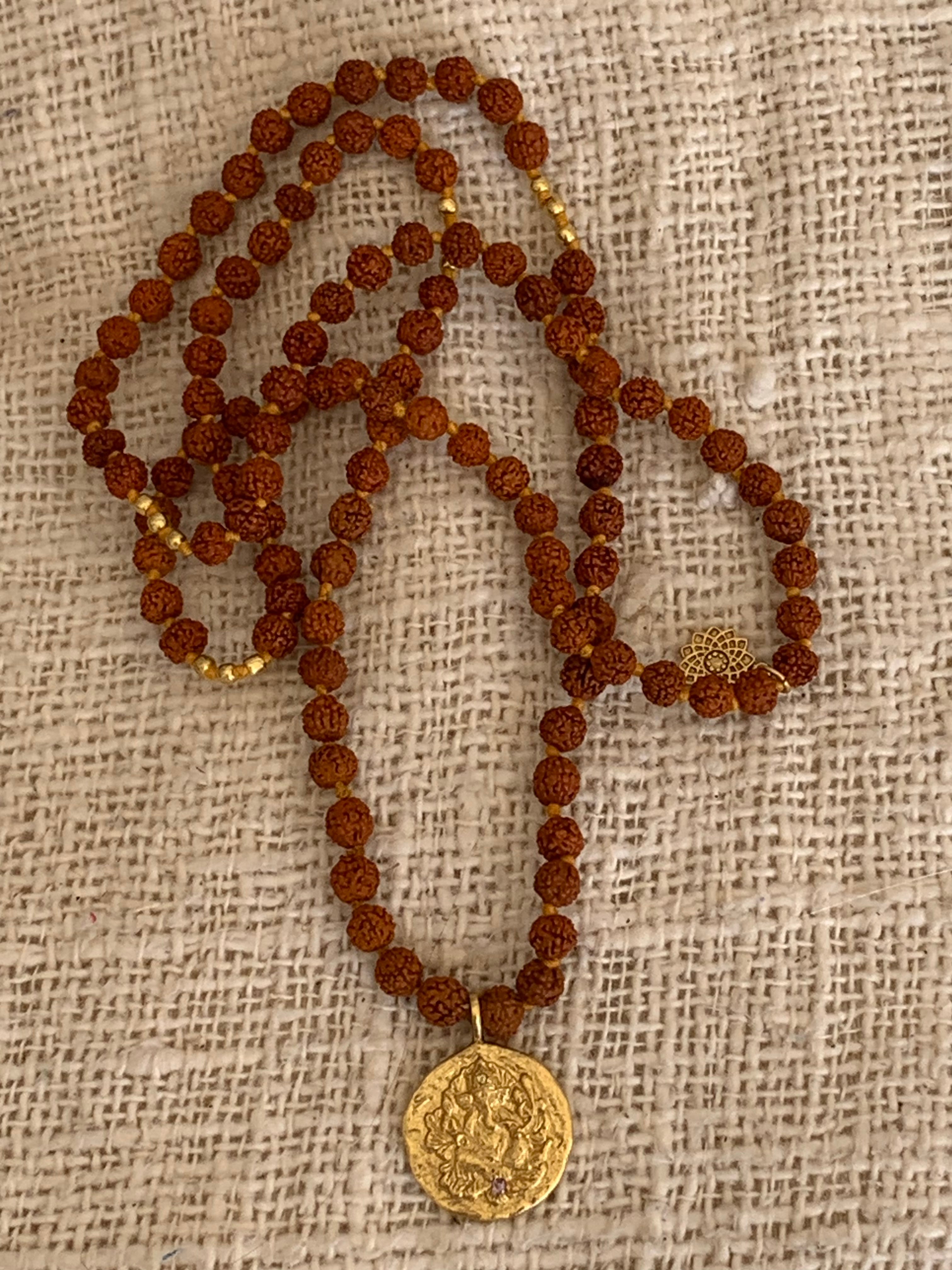 Authentic Ganesha Healing Mala Beads - 108 Prayer Meditation Necklace for Stress Relief & Spiritual Growth | Perfect for Yoga, Meditation & Daily Mindfulness Practice