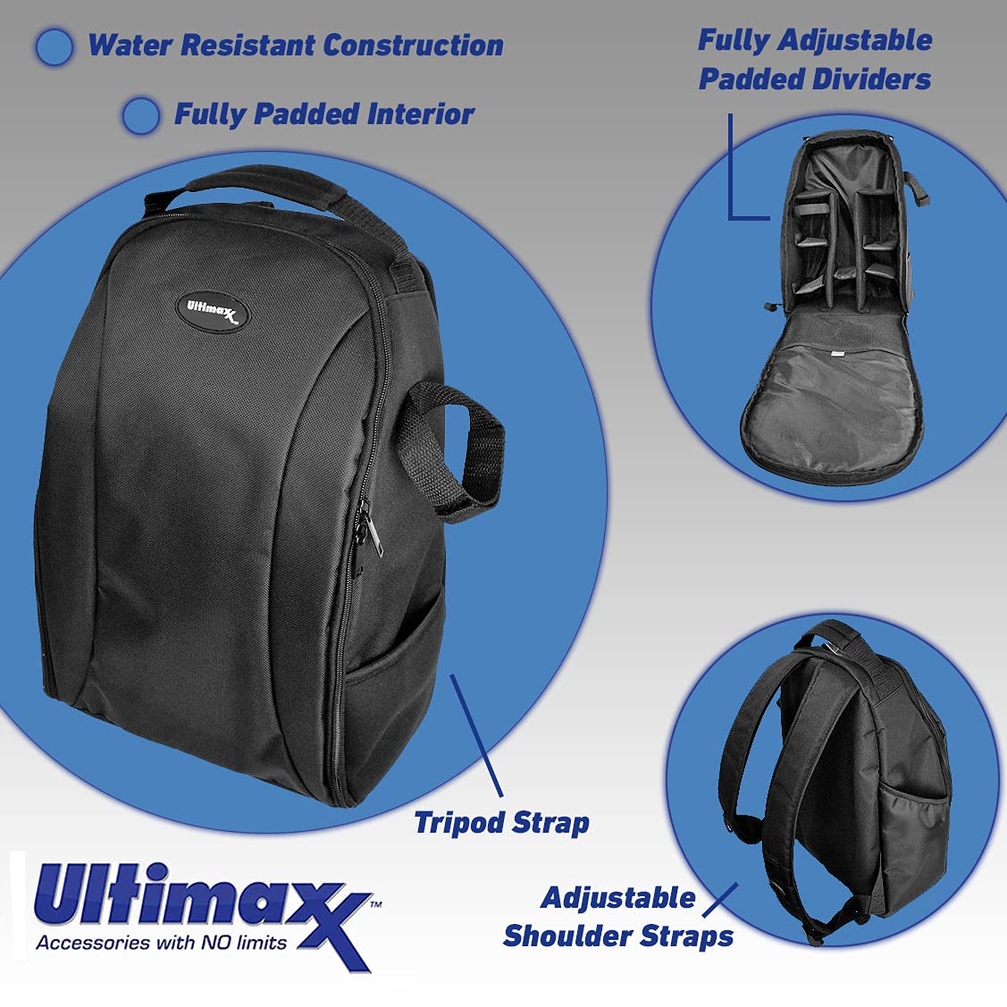Professional DSLR/SLR Camera Backpack Bag - Padded Photography Equipment Case for Nikon, Canon, Sony, Pentax, Olympus, Panasonic, Fujifilm & More (Black) - Perfect for Travel, Hiking & Outdoor Photography