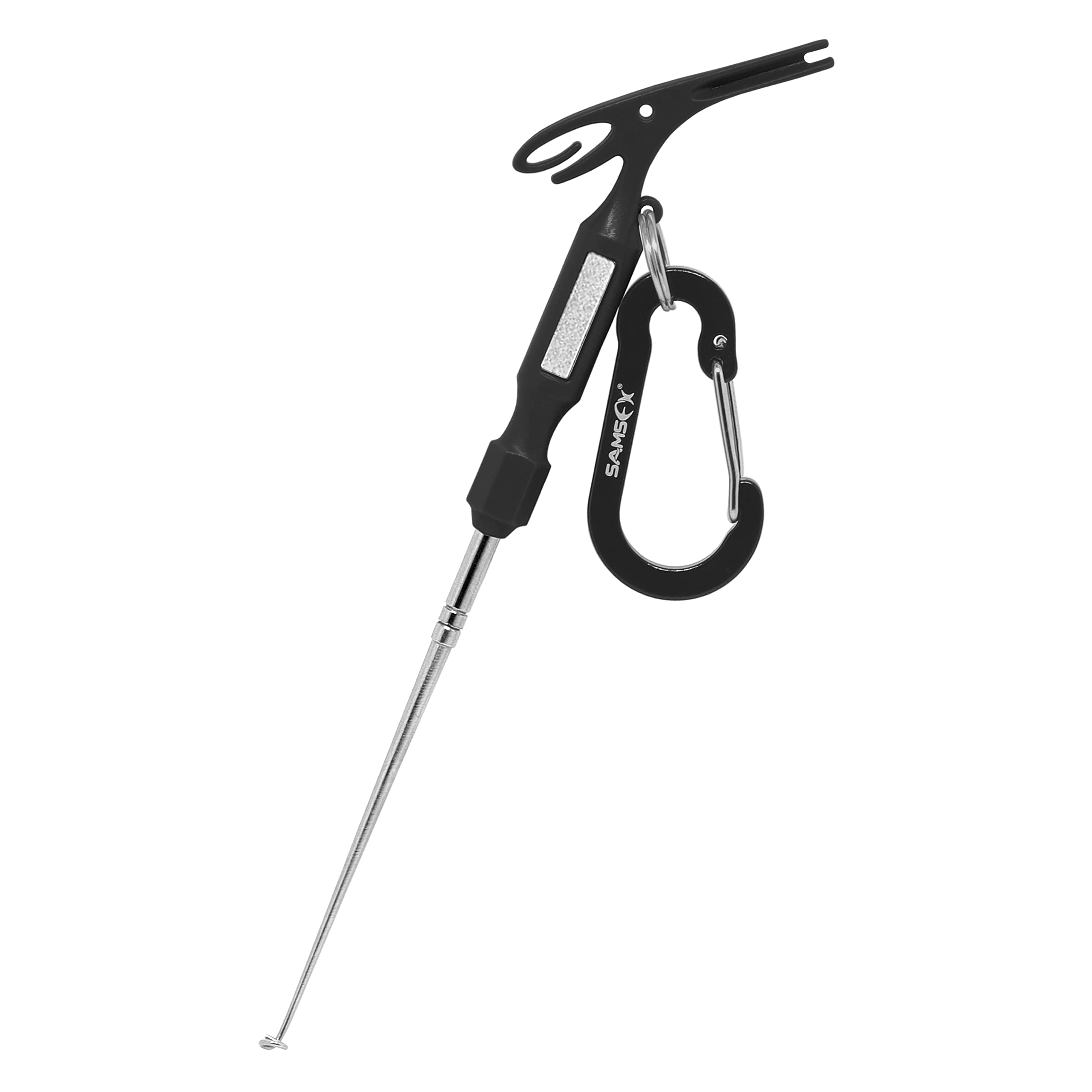 Professional Fishing Hook Remover Tool - Quick Release Safety Extractor with Built-in Loop Tyer & Knot Tying Tool | Hook Sharpener Included | Perfect for Catch & Release, Fly Fishing & Saltwater Angling
