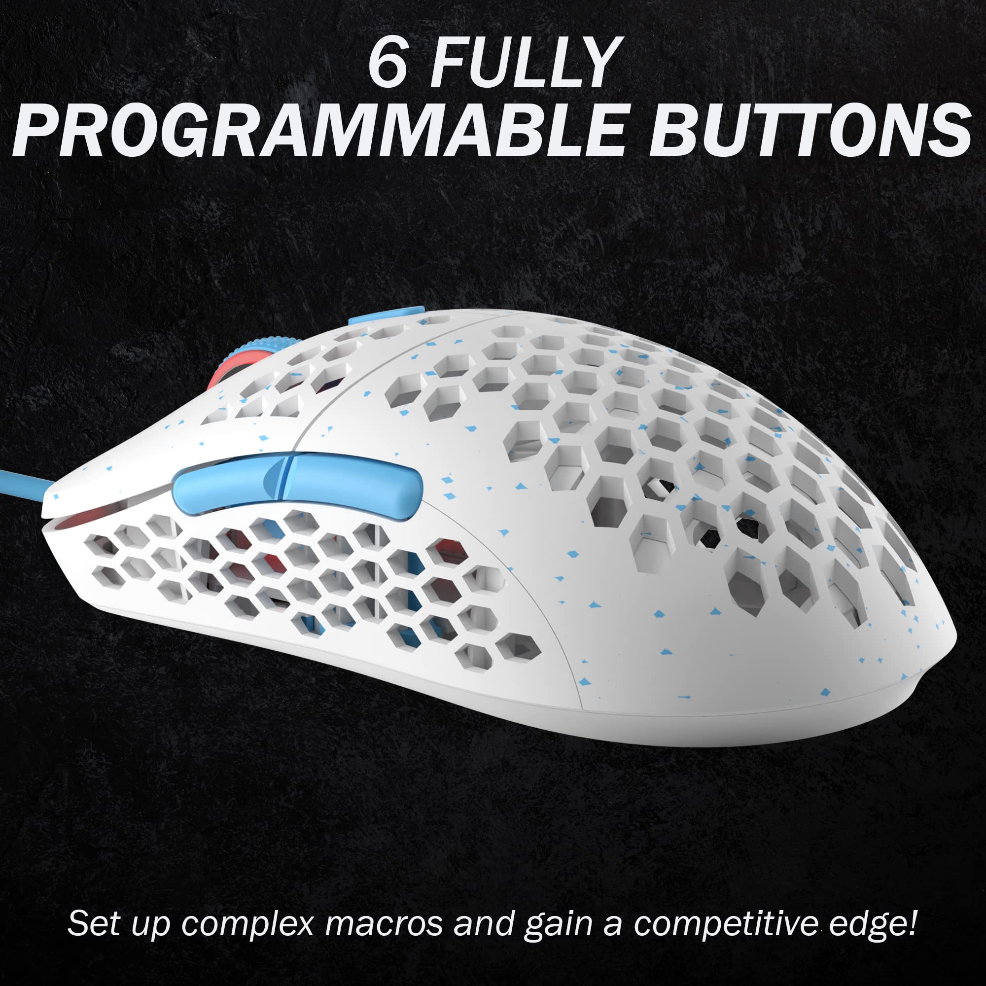 Ultra Lightweight RGB Gaming Mouse - Wired Ergonomic Optical Mouse for PC, Mac, Laptop - Perfect for FPS, MOBA, MMO Gaming & Office Work