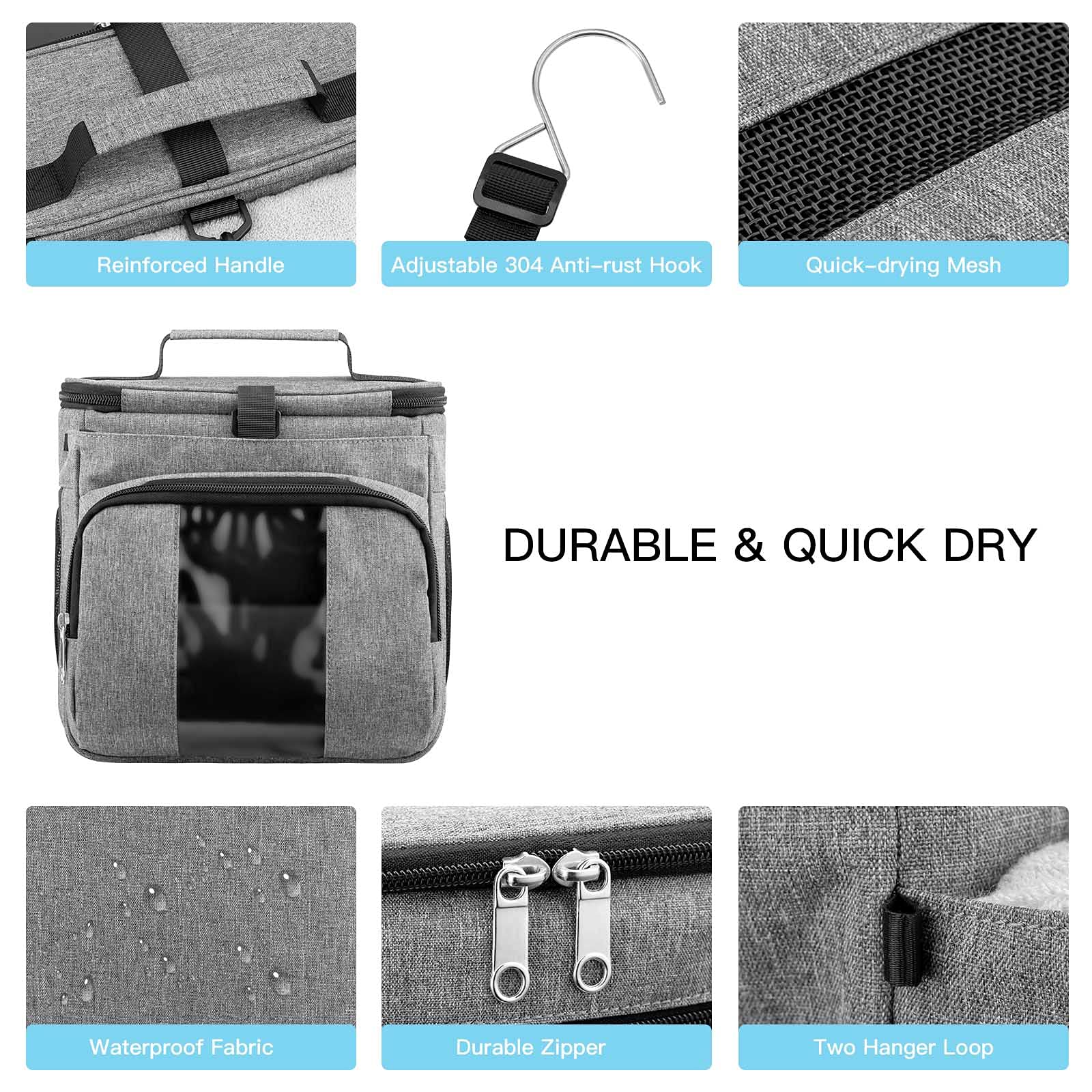 Bukere Portable Shower Caddy - Waterproof Hanging Toiletry Bag for College Dorm, Travel, Gym & Camp | Compact Shower Organizer with Multiple Pockets | Perfect for Students, Outdoor Adventures & Daily Use