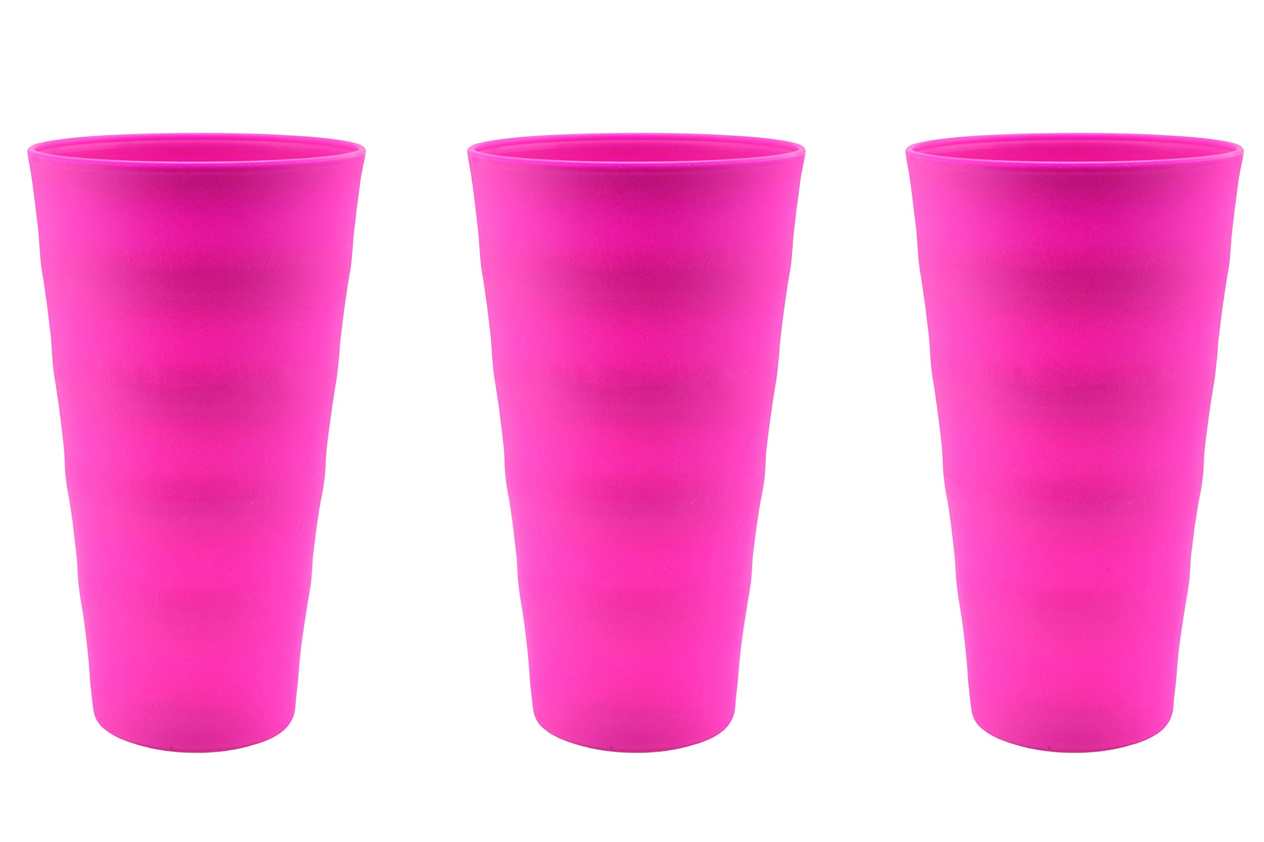**YBM 18oz Unbreakable Plastic Cups - Reusable Drinking Glasses for Kids & Adults, BPA-Free, Dishwasher Safe (Pack of 3, Pink) - Perfect for Parties, Picnics, and Daily Use**