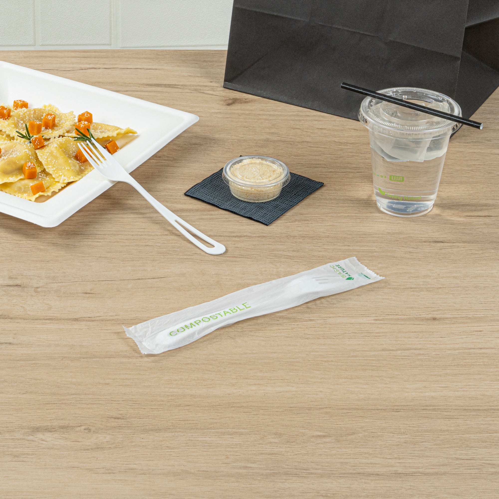 Eco-Friendly White CPLA Compostable Forks - Heat Resistant 7.5
