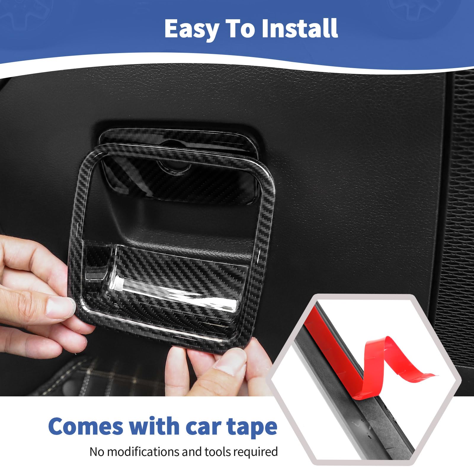 Jeep Wrangler JL JLU (2018+) & Gladiator JT (2020+) Glove Box Latch Handle Trim Cover - RT-TCZ Black Carbon Fiber Grain Interior Accessories | Perfect Upgrade for Off-Road & Daily Driving