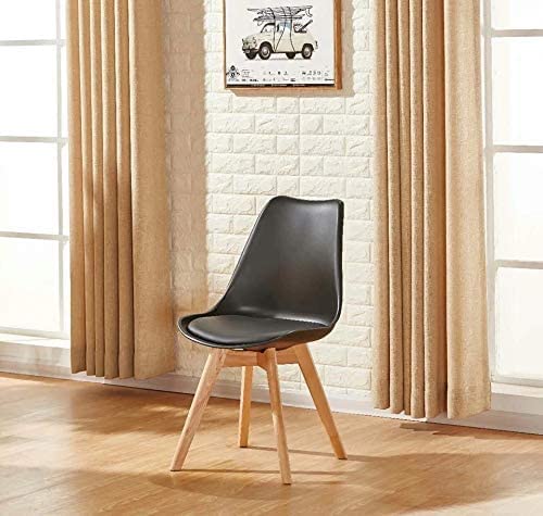 Scandinavian Modern Dining Chairs Set of 4 - Solid Beech Wood Legs & Padded Seat - Black Accent Chairs for Kitchen, Dining Room or Breakfast Nook