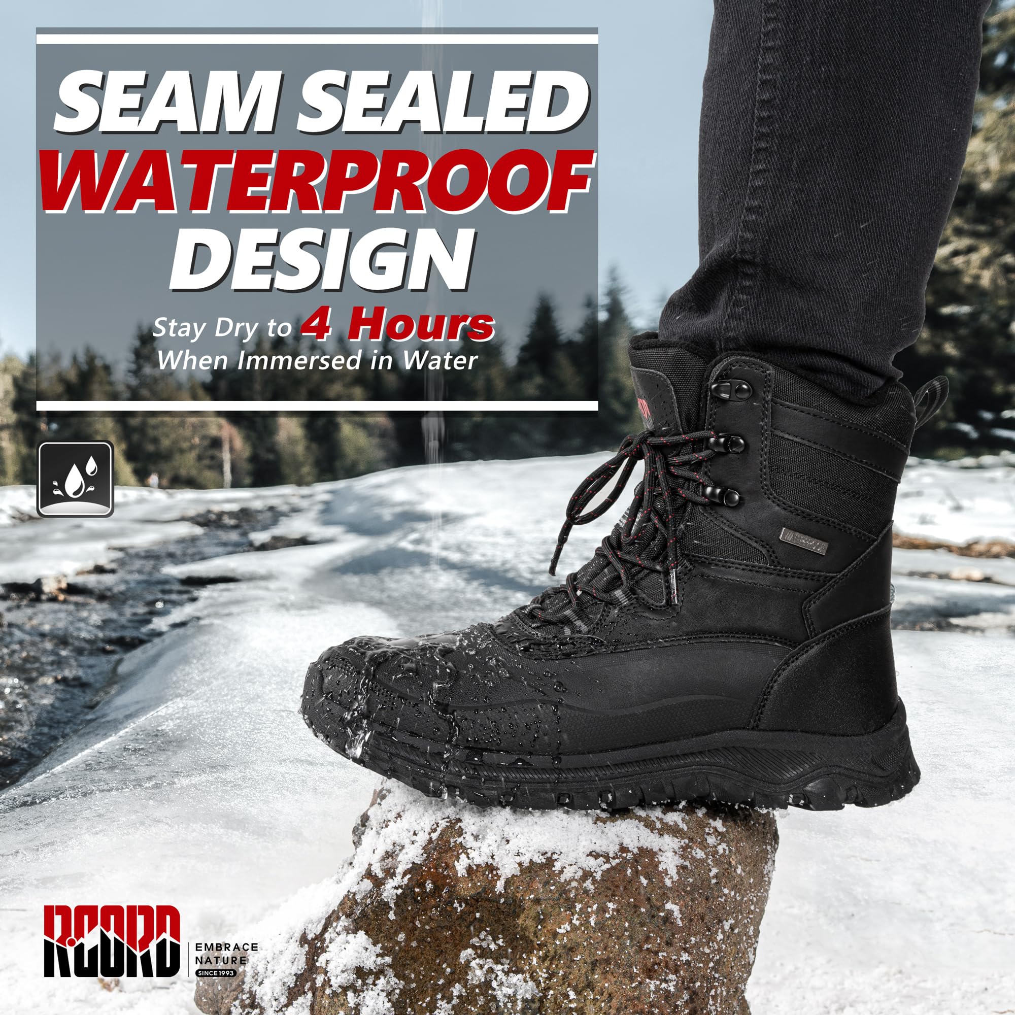 Men's Waterproof Insulated Snow Boots - Winter Hiking Shoes with High Traction | Military Tactical Boots for Cold Weather & Outdoor Adventures