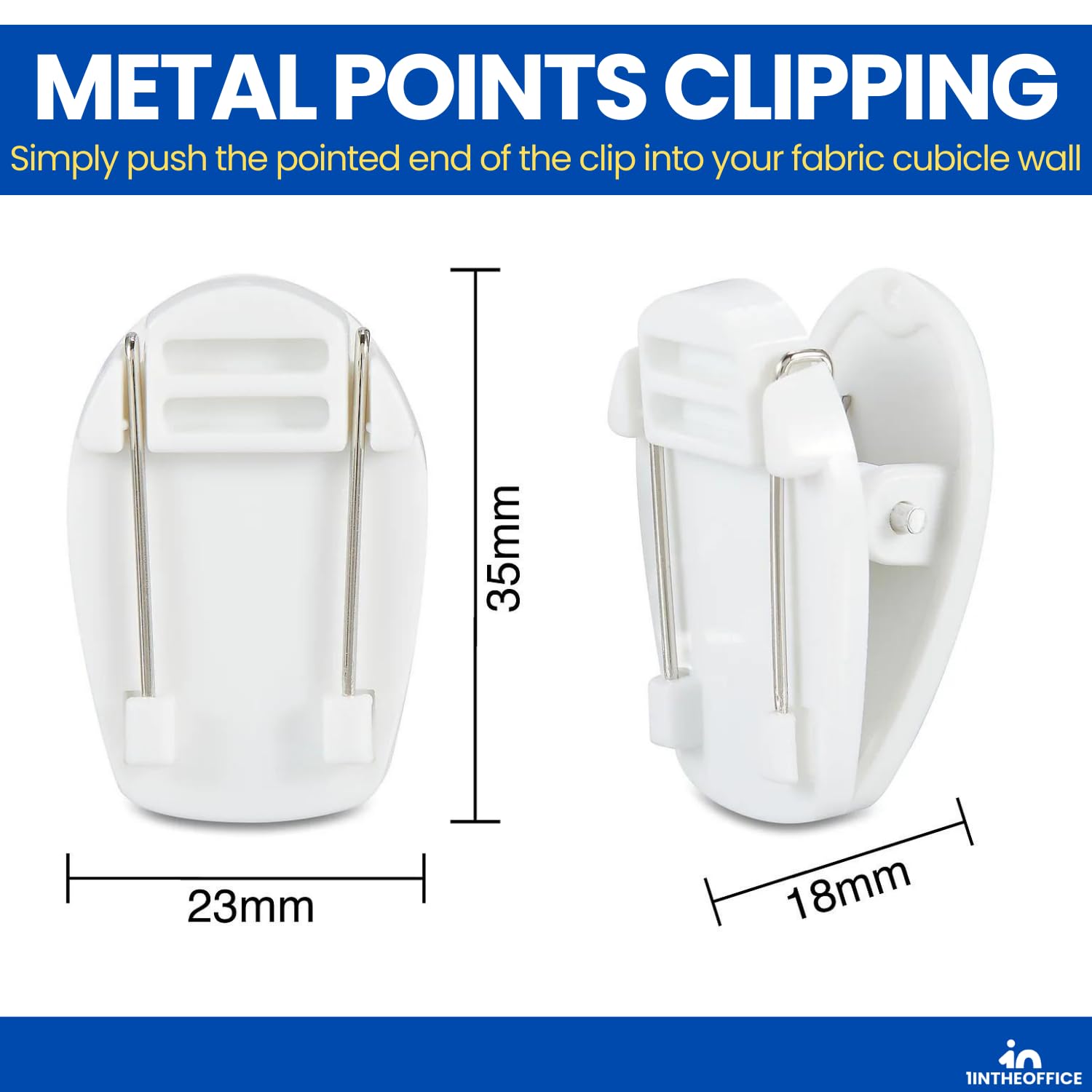 1InTheOffice Cubicle Clips for Fabric Walls - 20 Pack White Office Organizer Clips - Perfect for Hanging Photos, Notes & Decor in Workspaces