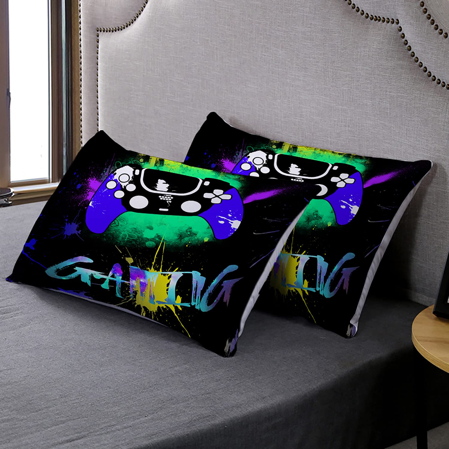 AILONEN Gaming Duvet Cover Set - Queen Size Modern Gamer Comforter Cover with Gamepad Design | Video Game Themed Bedding for Kids & Teens Boys | Perfect for Game Room Decor & Gaming Enthusiasts