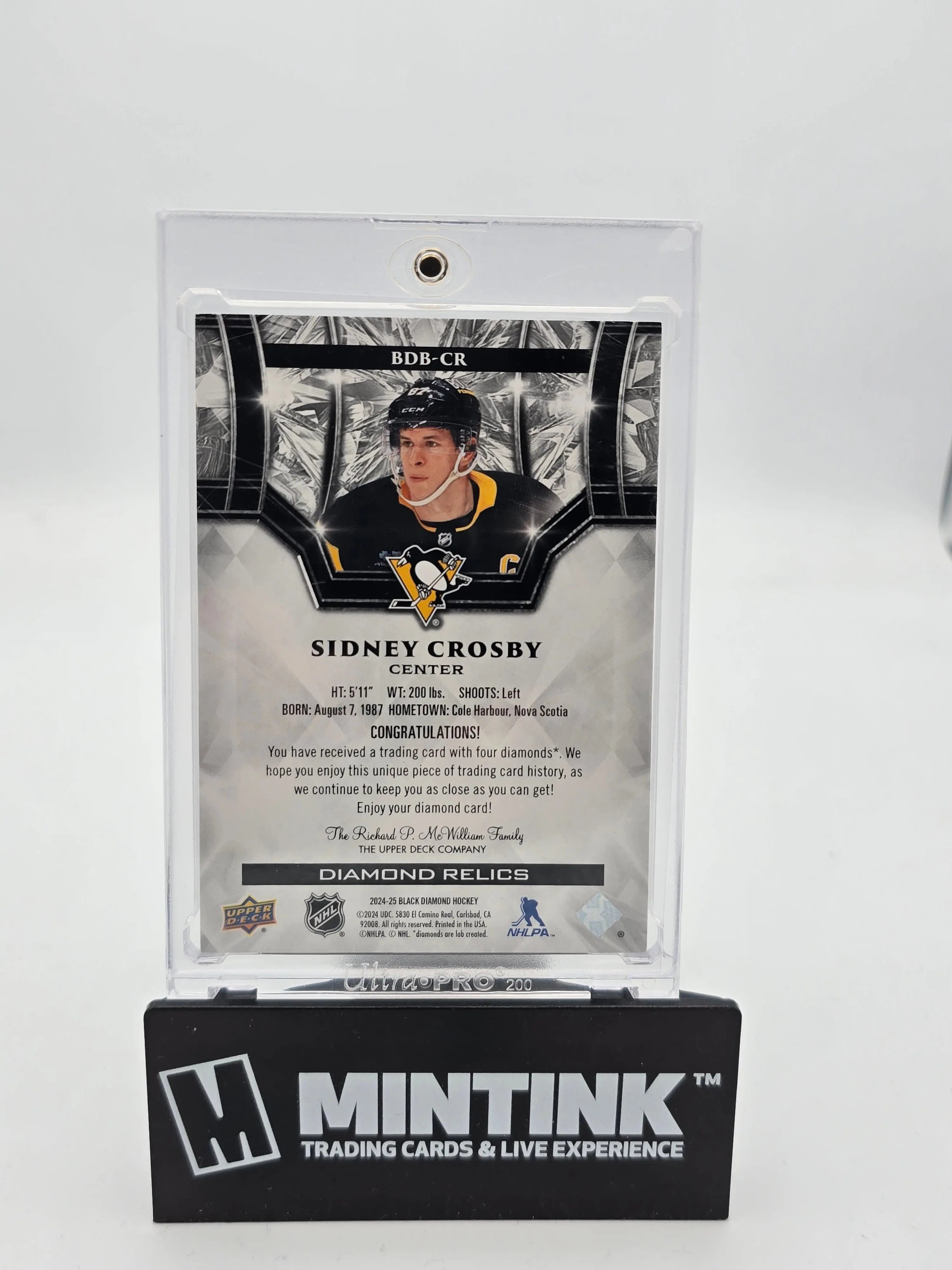 2024-25 Upper Deck Black Diamond Hockey Sidney Crosby Quad Diamond Relics /5 - Rare Collectible Hockey Card for NHL Fans & Sports Memorabilia Collectors