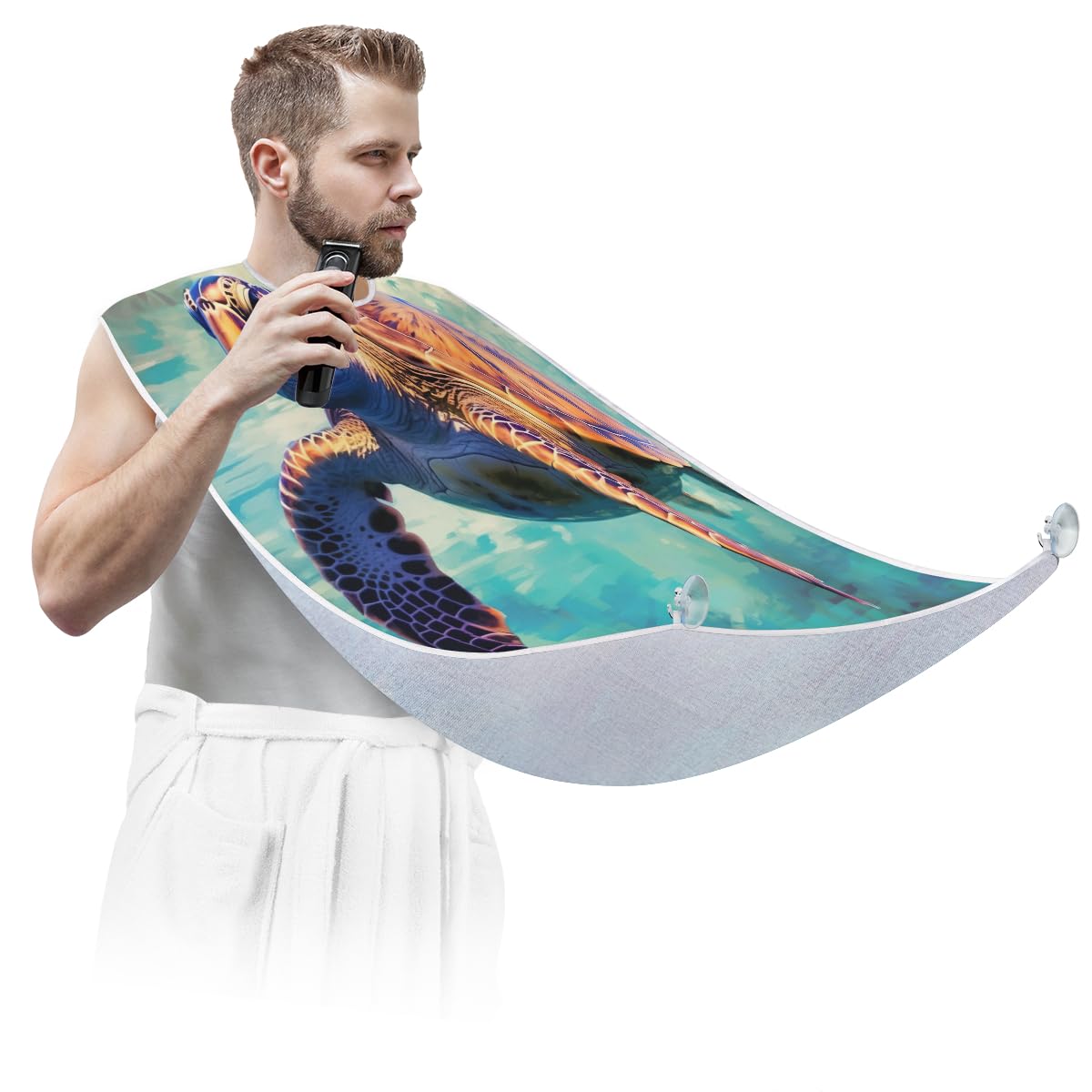 Sea Turtle Ocean Beard Shaving Bib for Men & Women - Waterproof Hair Dye Apron, Barber Cape for Haircut & Makeup - Sink Hair Catcher & Beard Trimming Accessories - Perfect Gift for Stylists & Home Use