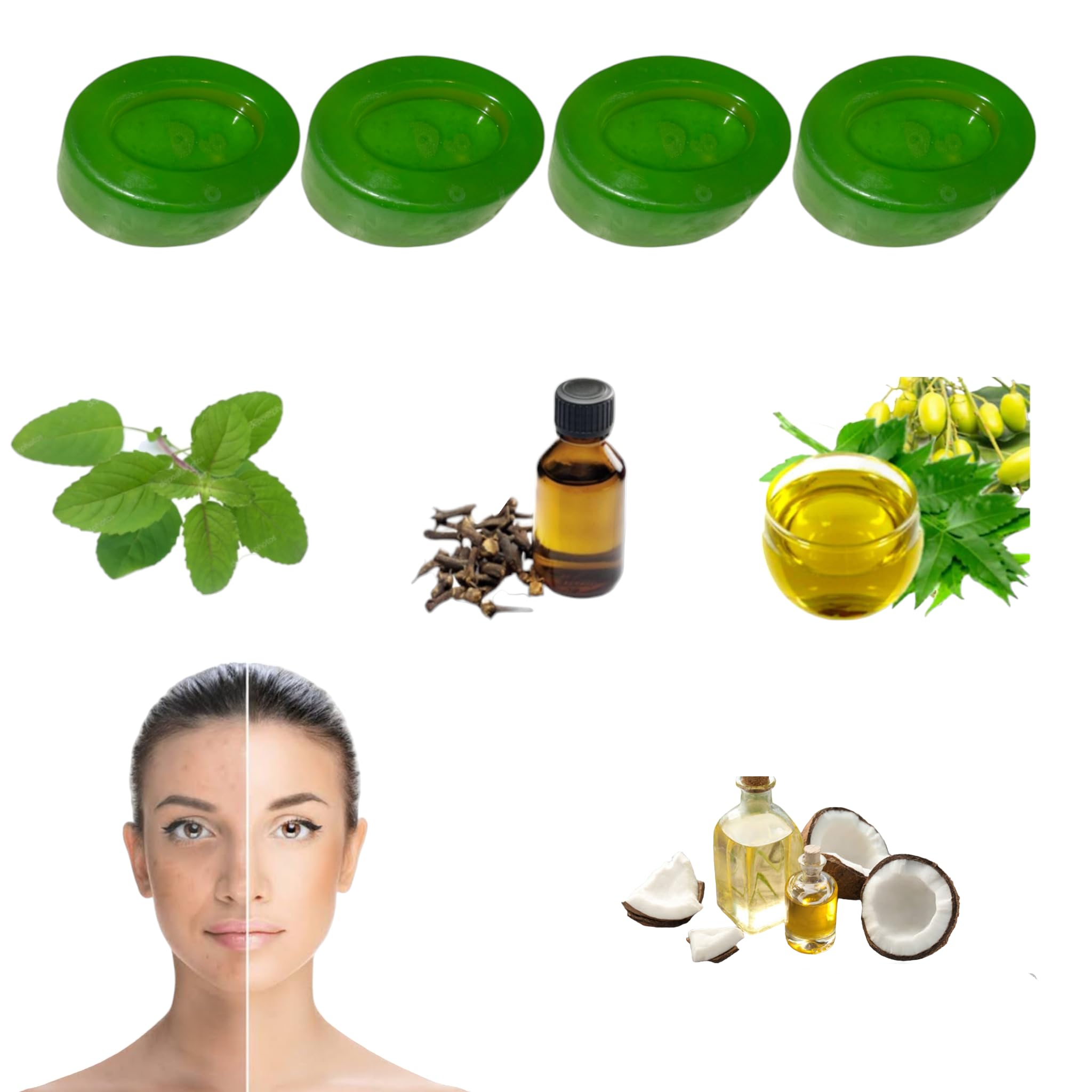 Neem & Tulsi Ayurvedic Herbal Soap Bar (500g) - Natural Antibacterial & Antifungal Cleanser for Acne, Eczema & Skin Irritations - Perfect for Daily Face & Body Wash