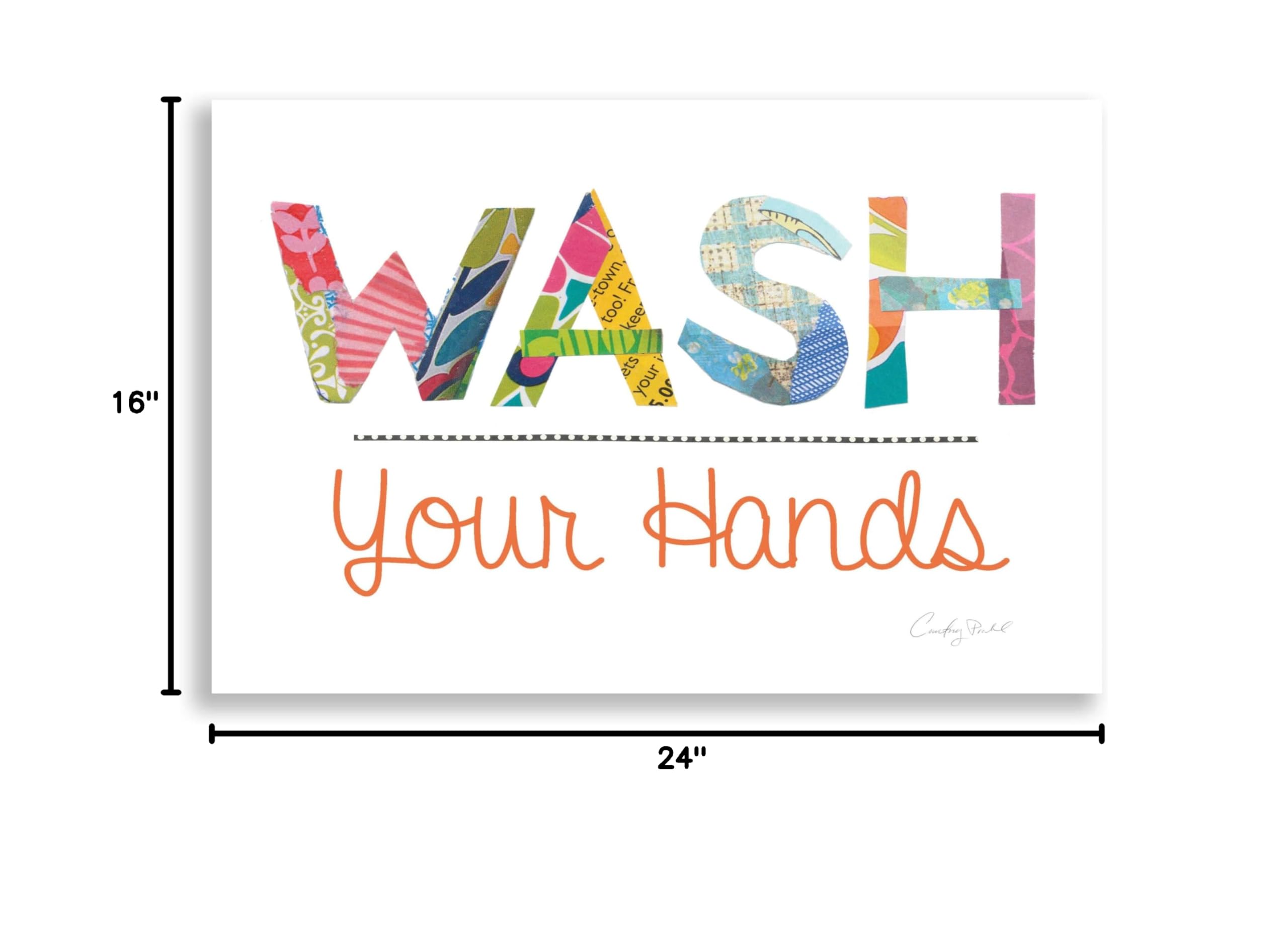 Epic Art 'Wash Your Hands' by Courtney Prahl - 24x16 Inch Acrylic Glass Wall Decor - Modern Bathroom & Kitchen Sign - Perfect for Home, Office, or Restaurant Hygiene Reminder