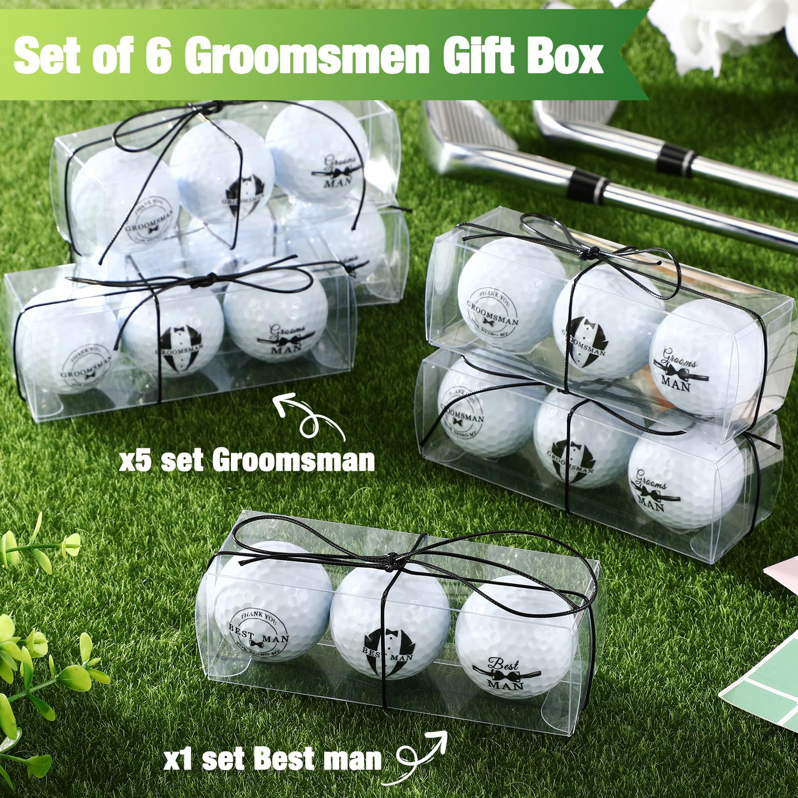 HyDren Personalized Groomsmen Proposal Gifts - Engraved Golf Balls with PVC Box & Rope - Best Man Wedding Favors for Golf Lovers - Perfect for Bachelor Parties, Bridal Showers & Golf Outings