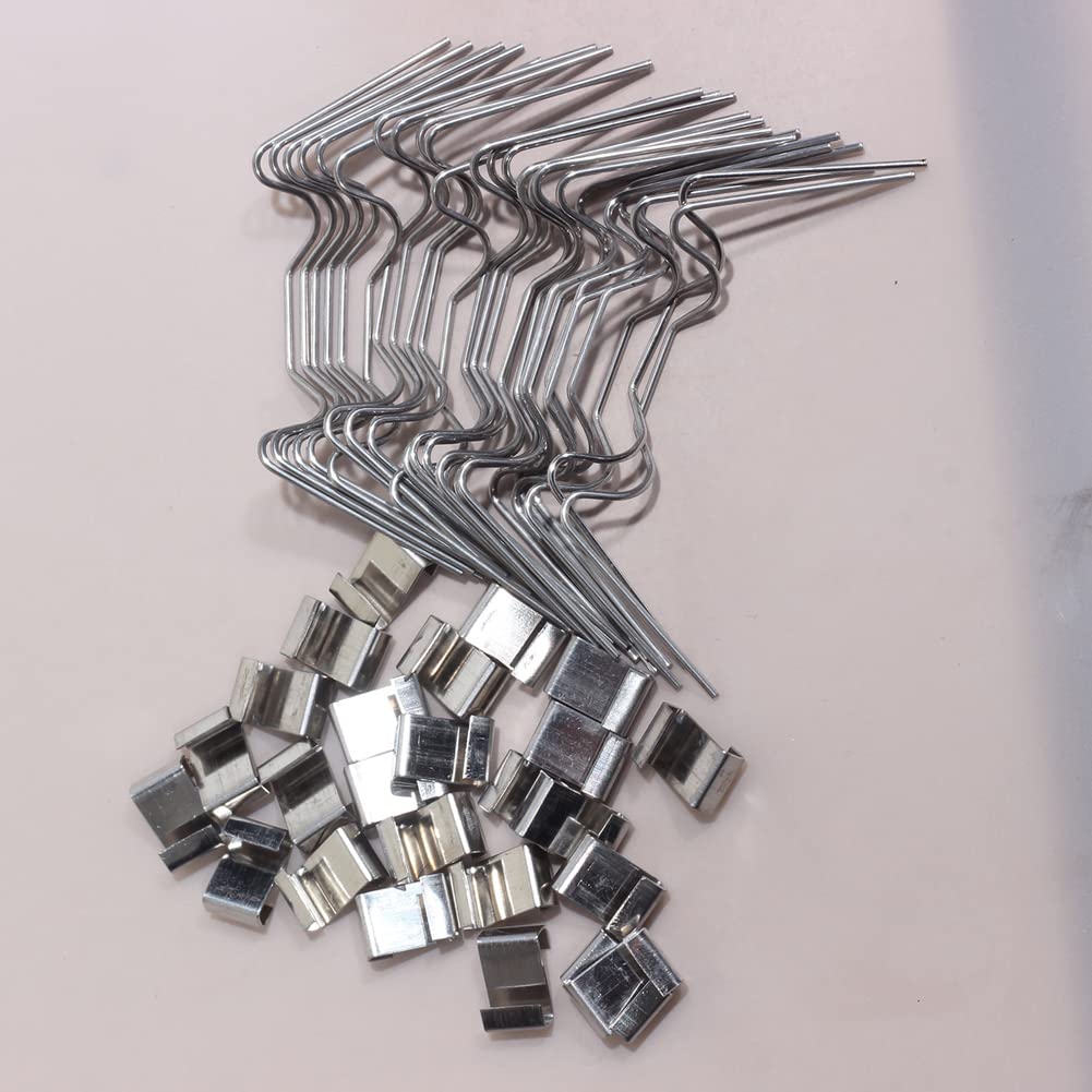 60-Piece Stainless Steel Z-Type Greenhouse Glazing Clips - Heavy Duty Glass Pane Fixing Clamps for Greenhouse, Shed & DIY Projects (Silver) - Secure Greenhouse Panels, Windows & Wire Mesh