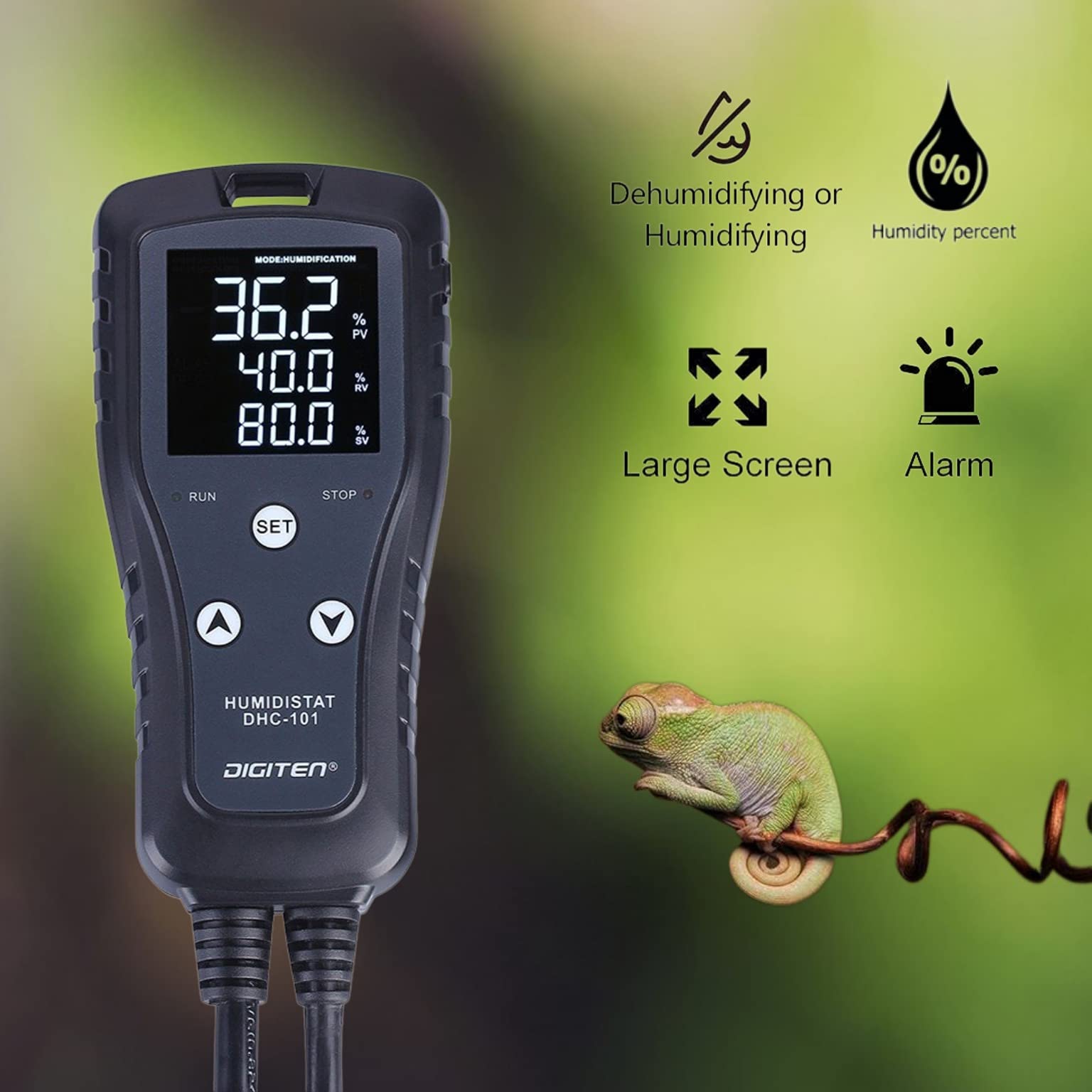 DIGITEN DHC101 Digital Humidity Controller with Pre-Wired Outlet - Precise Reptile Terrarium, Grow Tent, Mushroom Greenhouse, Homebrew Fermentation, Humidifier & Dehumidifier Control for Optimal Environment