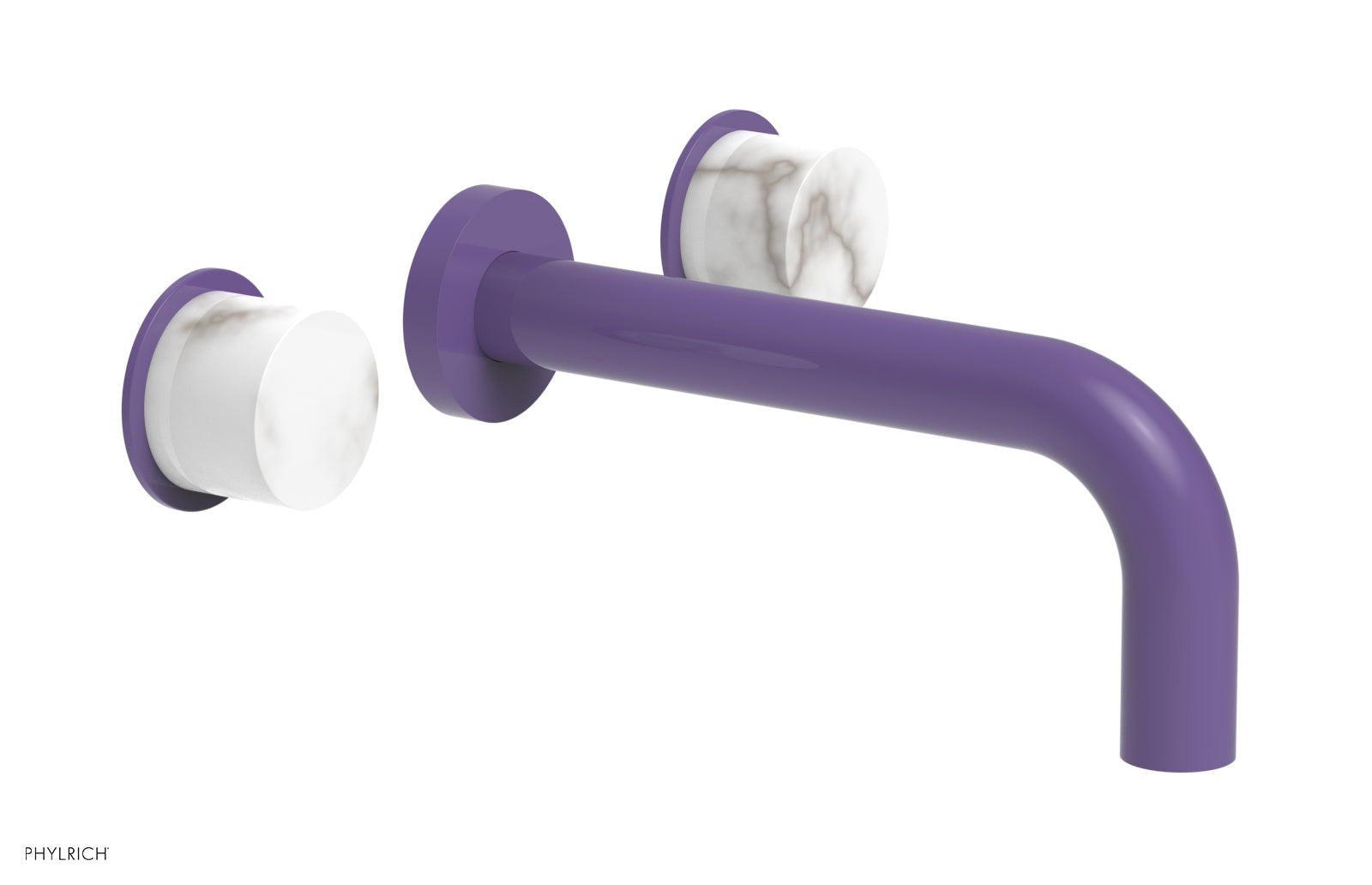 BASIC II Wall Tub Faucet Set with White Marble Handles - 230 58 - Modern Bathroom Sink Faucet for Bathroom Vanity, Powder Room & Guest Bath Installation