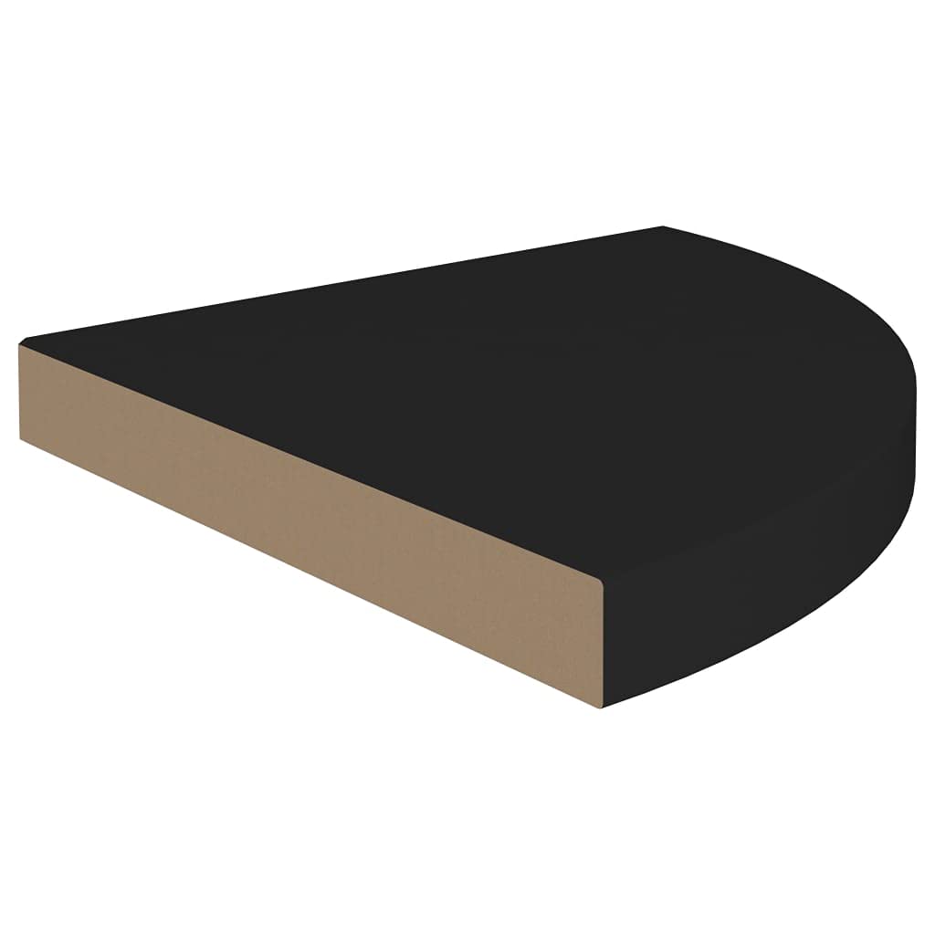 Modern Floating Corner Shelves Set of 4 - Black MDF Wall Mounted Storage for Living Room, Bedroom, Bathroom & Porch - 13.8