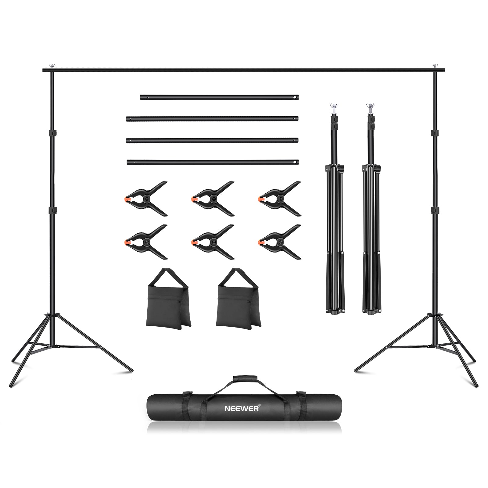 NEEWER 3x2.1m (10x7ft) Photography Backdrop Stand Kit - Portable Background Support System for Studio, YouTube Videos & Live Streaming