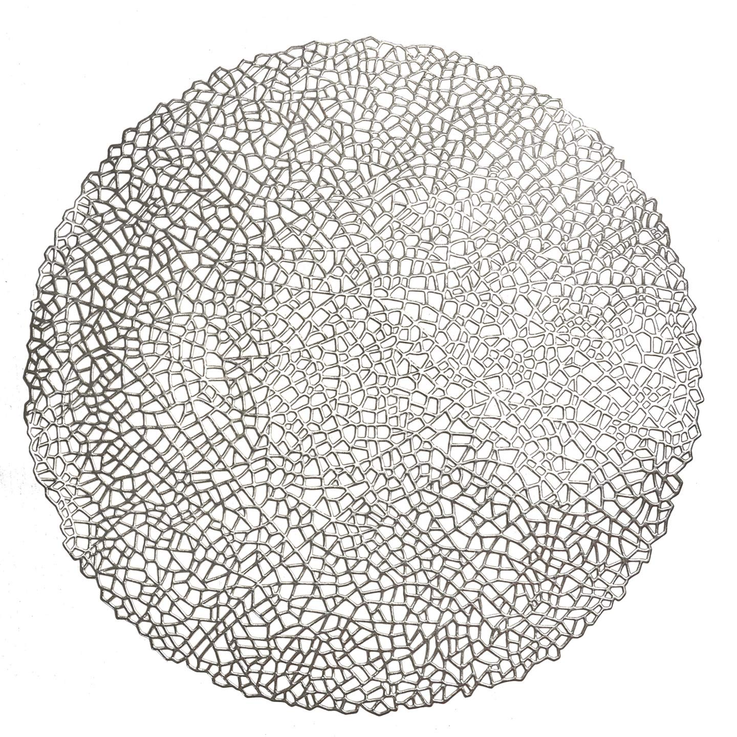 40-Piece Metallic Vinyl Placemats Set - Elegant Pressed Table Mats for Weddings, Parties & Special Occasions (Silver Mystique) - Perfect for Dining Tables, Centerpieces & Home Decor
