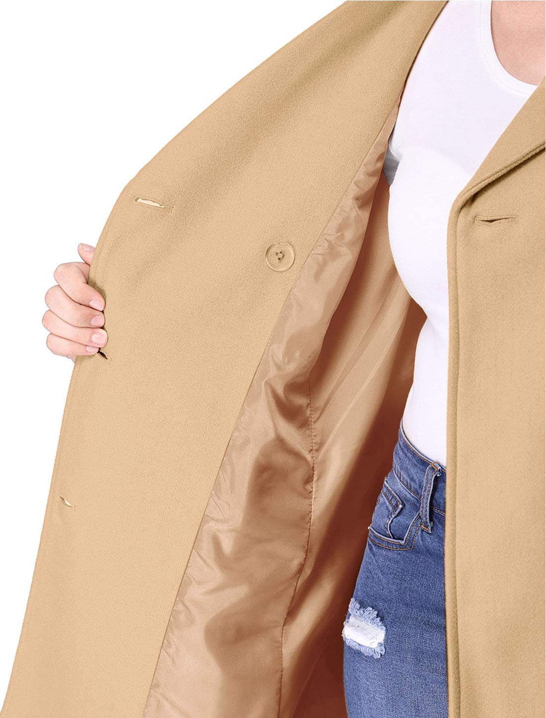 Agnes Orinda Women's Plus Size Notched Lapel Double Breasted Long Winter Coat for Office, Business & Formal Occasions