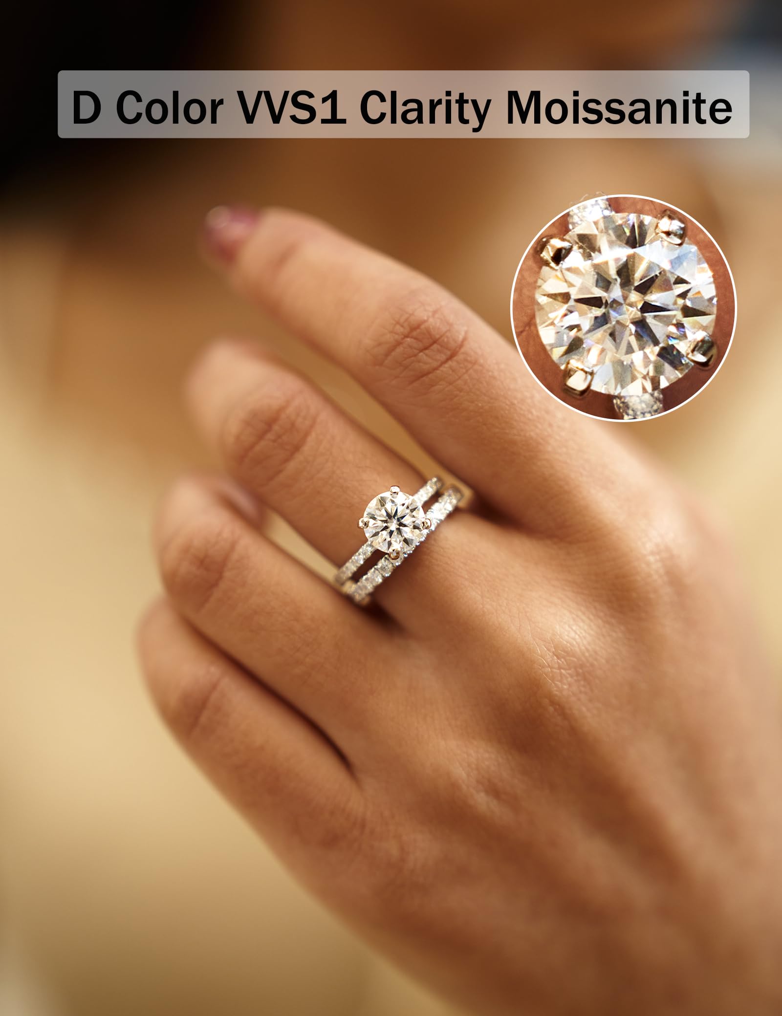 1.5ct Moissanite Solitaire Engagement Ring for Women - 18K White Gold Plated Sterling Silver Wedding Band, Promise Ring & Anniversary Jewelry Gift for Her - Perfect for Proposals, Weddings & Special Occasions