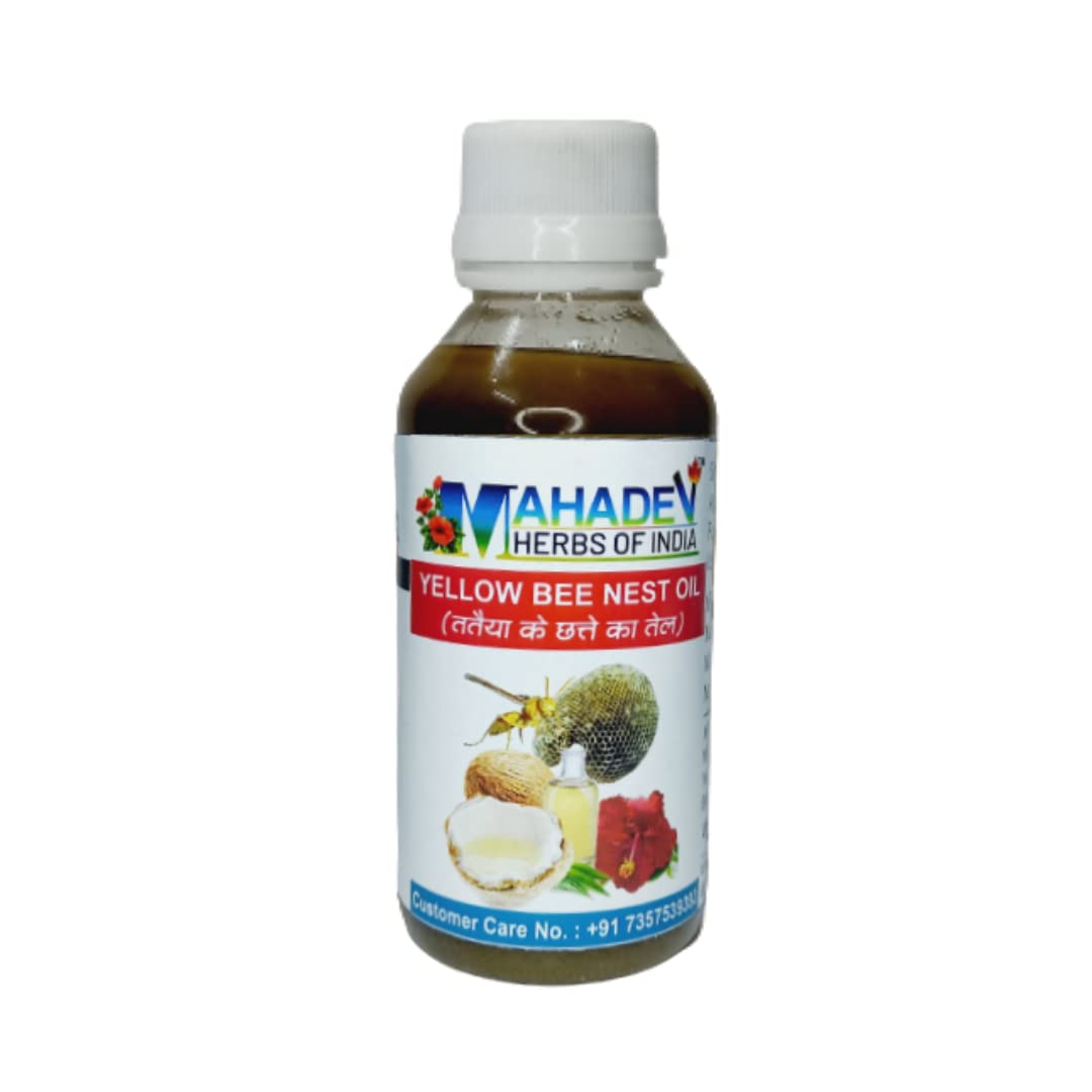 Mahadev Herbs of India Pure Yellow Bee Nest Hair Oil - 100% Natural & Premium Beehive Oil for Hair Growth & Scalp Care | 60ml | Ayurvedic Treatment for Dry Hair, Dandruff & Hair Fall | Perfect for Daily Hair Massage & Nourishment