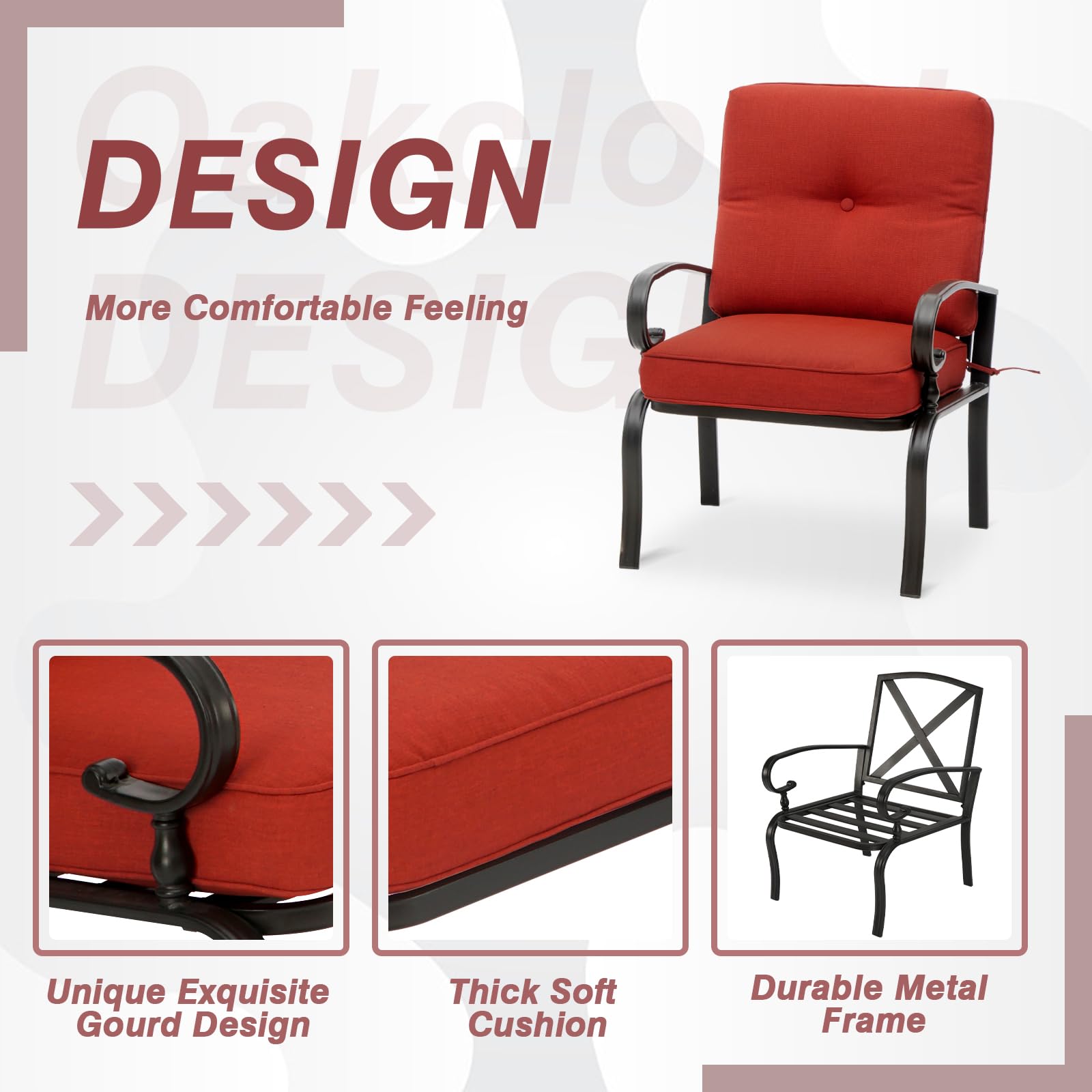 2-Piece Outdoor Patio Bistro Chair Set - All-Weather Metal Garden Dining Furniture (Red) - Perfect for Backyard, Balcony, Poolside & Cafe Seating