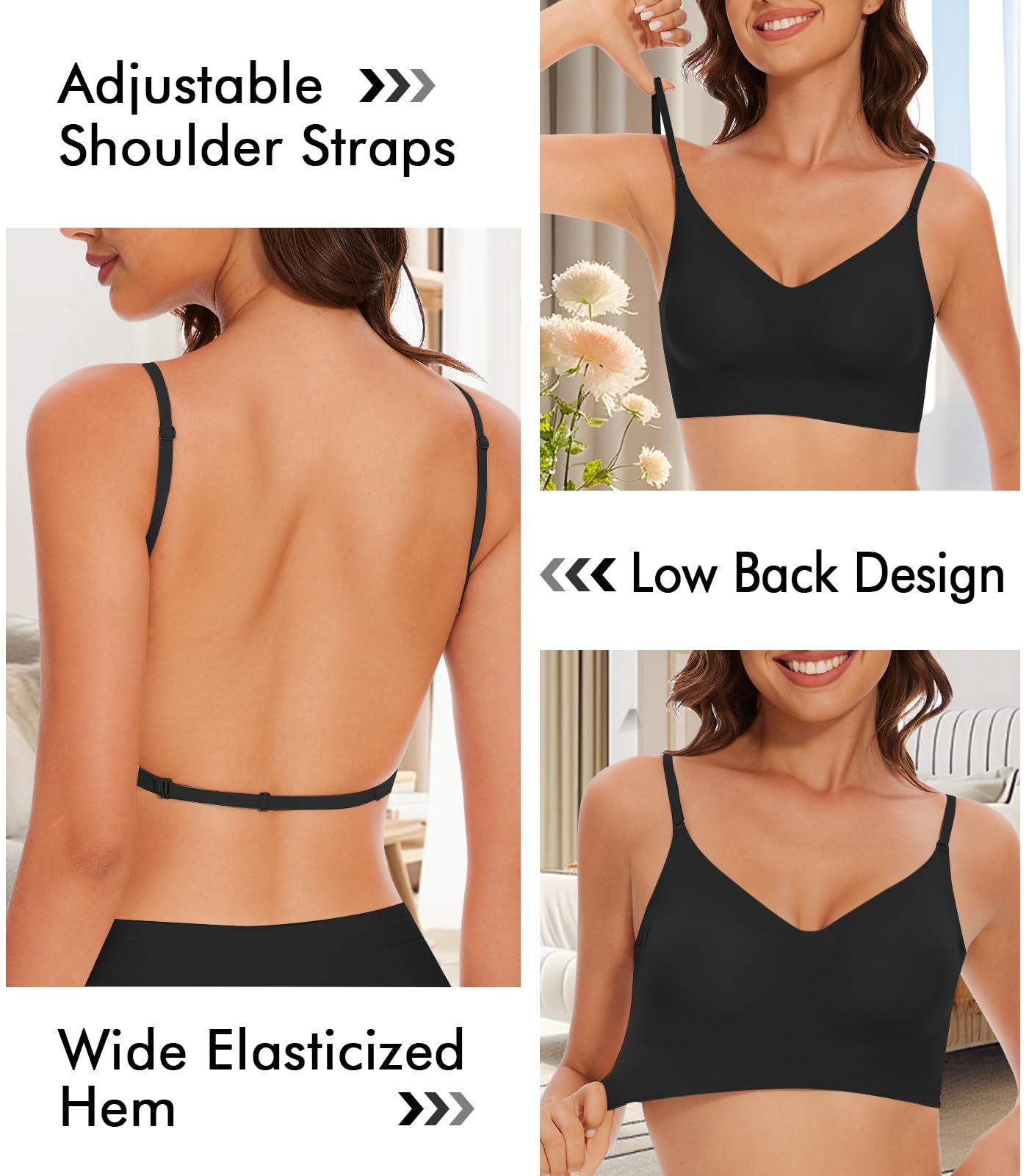Wireless Backless Halter Bra for Women - Seamless Comfort Lined Support - Perfect for Yoga, Beachwear & Backless Dresses