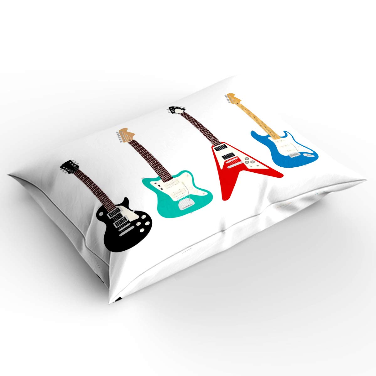 4-Piece Guitar Bass Music Duvet Cover Set - Soft & Comfortable Bedding for Kids & Adults, Includes 1 Duvet Cover, 1 Flat Sheet & 2 Pillowcases (Twin Size) - Perfect for Music Lovers' Bedrooms, Dorm Rooms & Gift Giving
