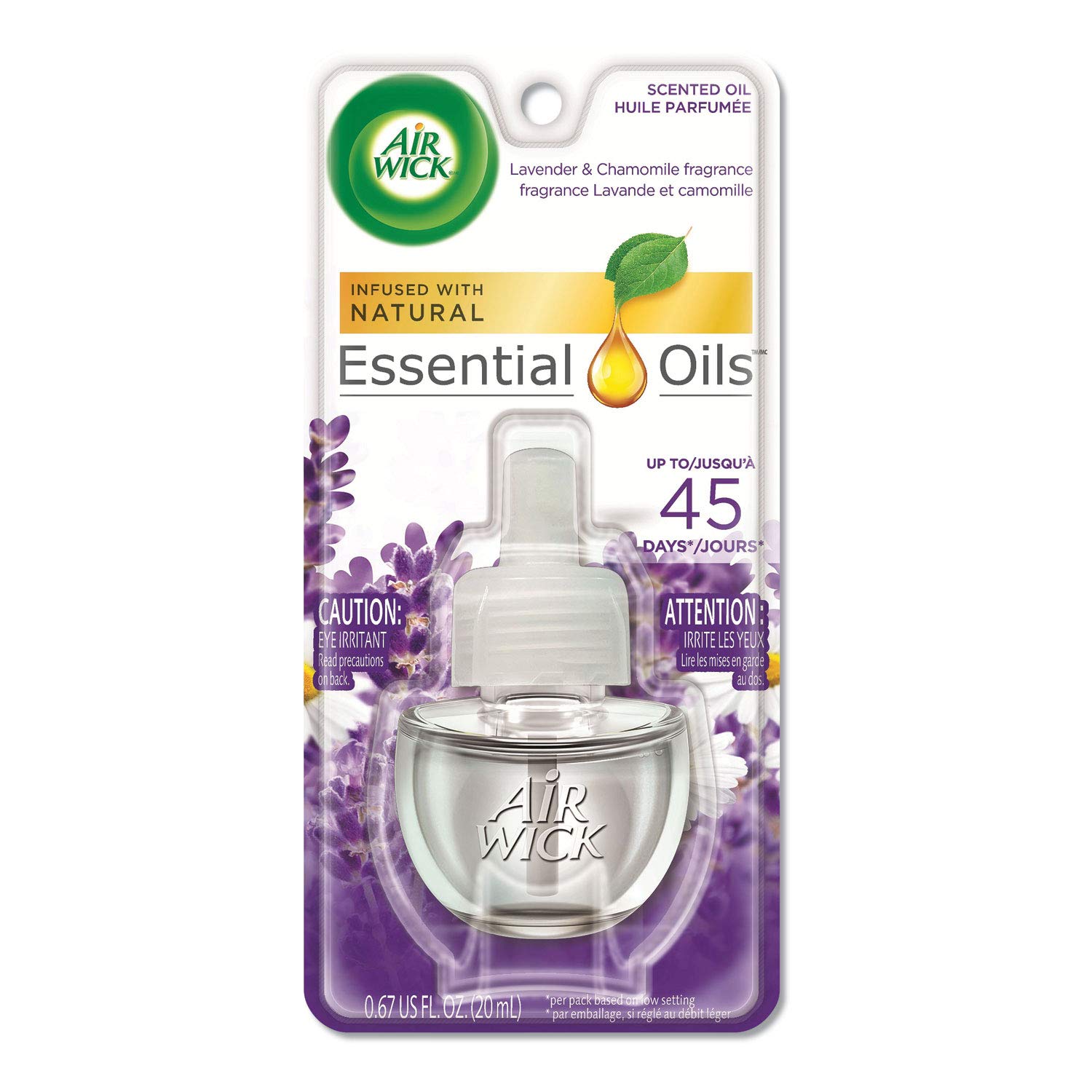 Air Wick Lavender & Chamomile Scented Oil Refill (0.67oz) - Long Lasting Home Air Freshener for Bedroom, Bathroom & Living Room - Essential Oil Diffuser Refills for Relaxation & Stress Relief