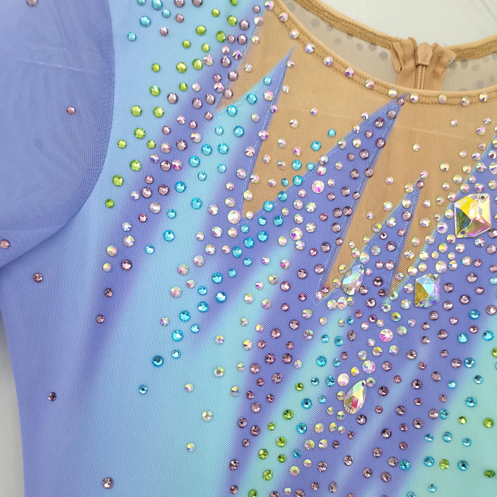 Professional Girls Figure Skating Outfit - Blue & Purple Competition Costume for Ice Shows, Performances & Events | High-Quality Performance Wear for Skaters