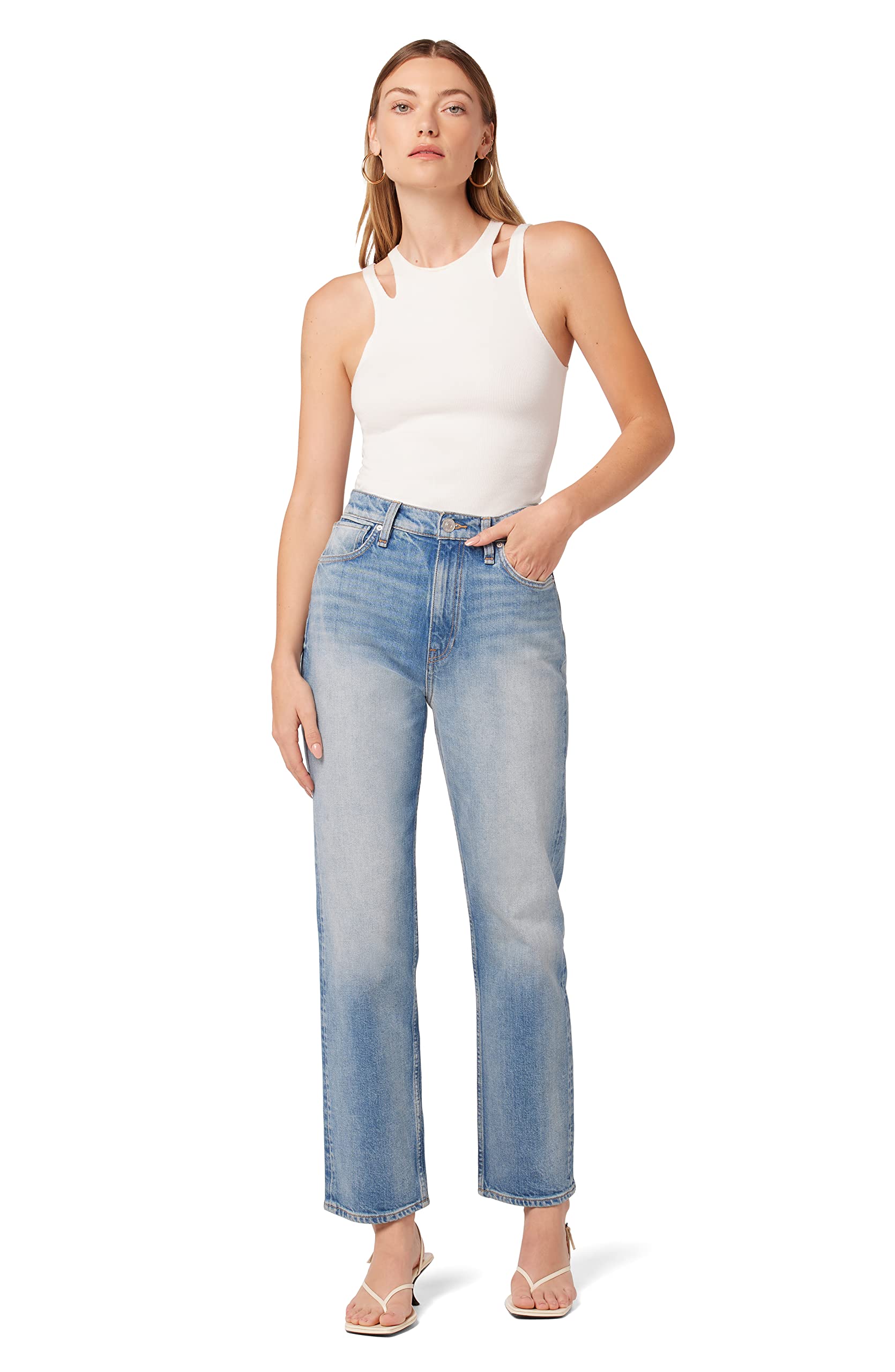 HUDSON Women's Jade High Rise Straight Leg Loose Fit Jeans - Comfortable Stretch Denim Pants for Casual Wear & Everyday Outfits