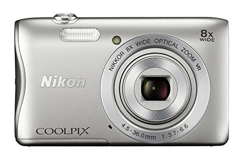 Nikon COOLPIX S3700 16MP Digital Camera with 8x Optical Zoom - Silver | Compact Point & Shoot Camera for Travel, Vlogging & Everyday Photography
