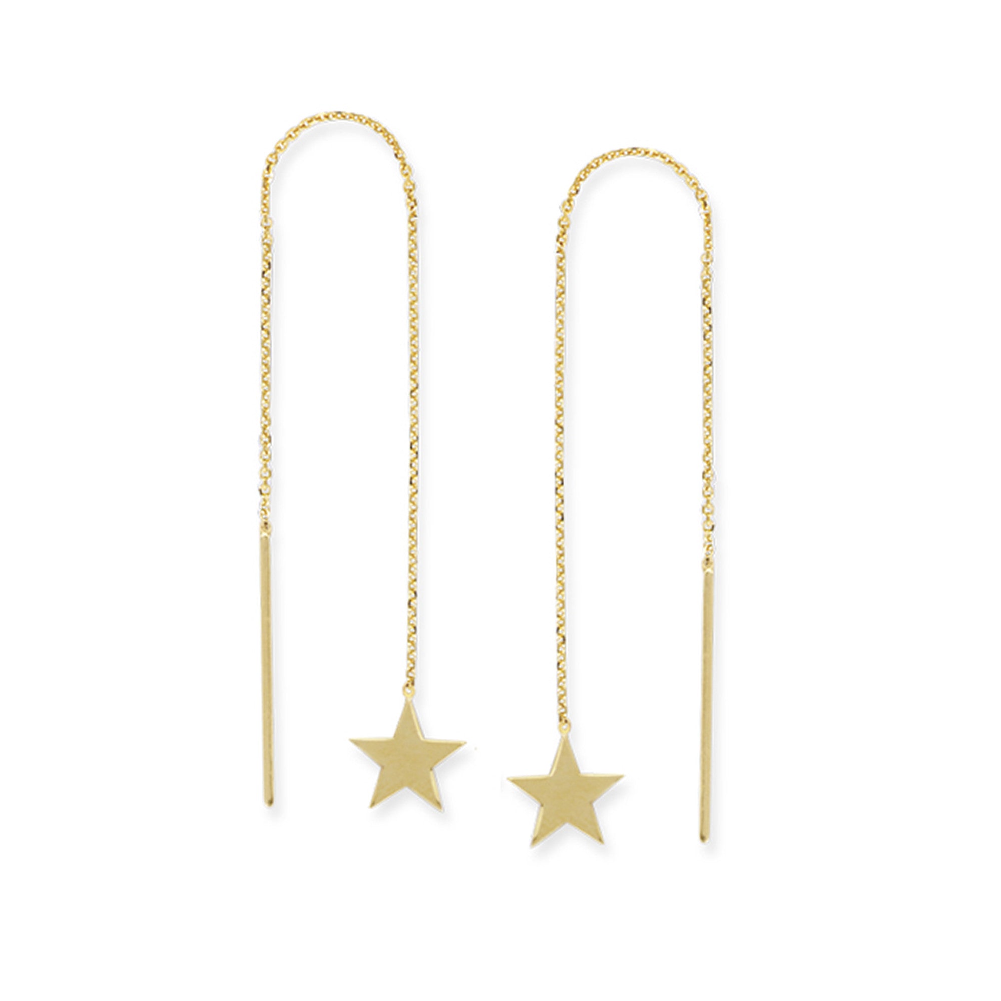 14K Gold Star Threader Earrings - Dainty Minimalist Hoop Earrings for Women - Perfect for Everyday Wear & Special Occasions
