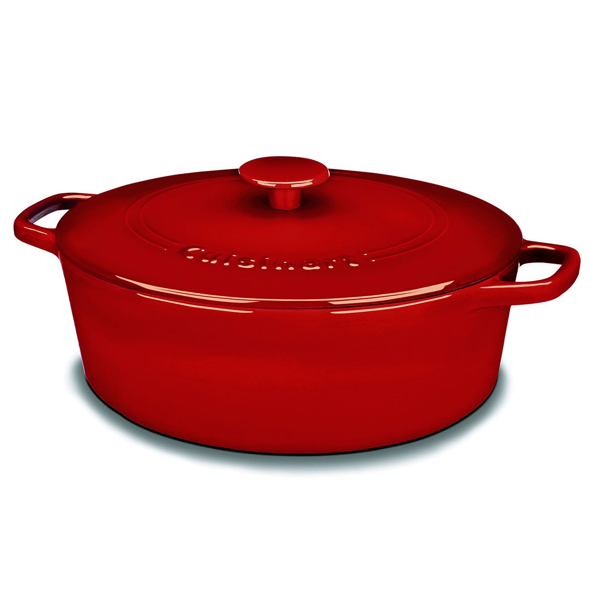 Cuisinart Chef's Classic 5.5-Quart Enameled Cast Iron Oval Casserole with Cover - Cardinal Red | Dutch Oven for Baking, Braising & Slow Cooking | Perfect for Soups, Stews & Family Meals