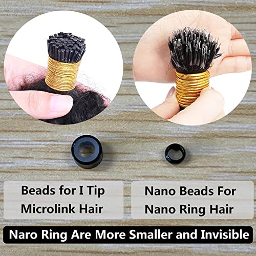18 Inch Afro Kinky Curly Nano Ring Human Hair Extensions - Pre Bonded Mongolian Remy I-Tip Micro Beads for Small Microlinks (100g, 100 Strands, Natural Black) | Perfect for Protective Styles, Braids, and Natural Hair Volume Boost