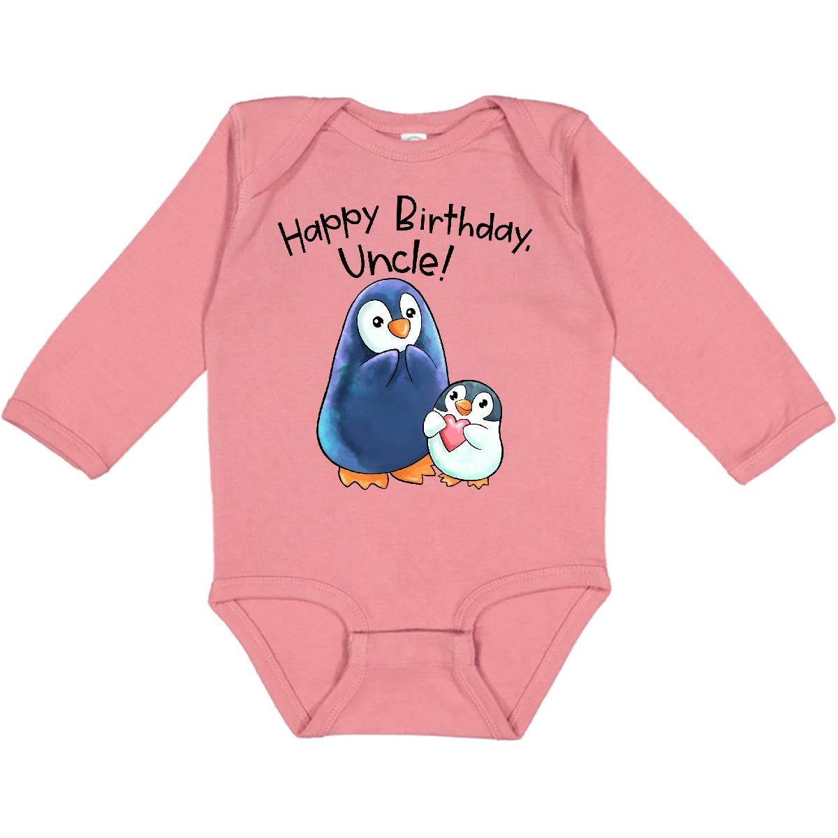 Inktastic Happy Birthday Uncle Cute Penguins Long Sleeve Baby Bodysuit - Adorable Penguin Design for Birthday Celebrations & Family Photos