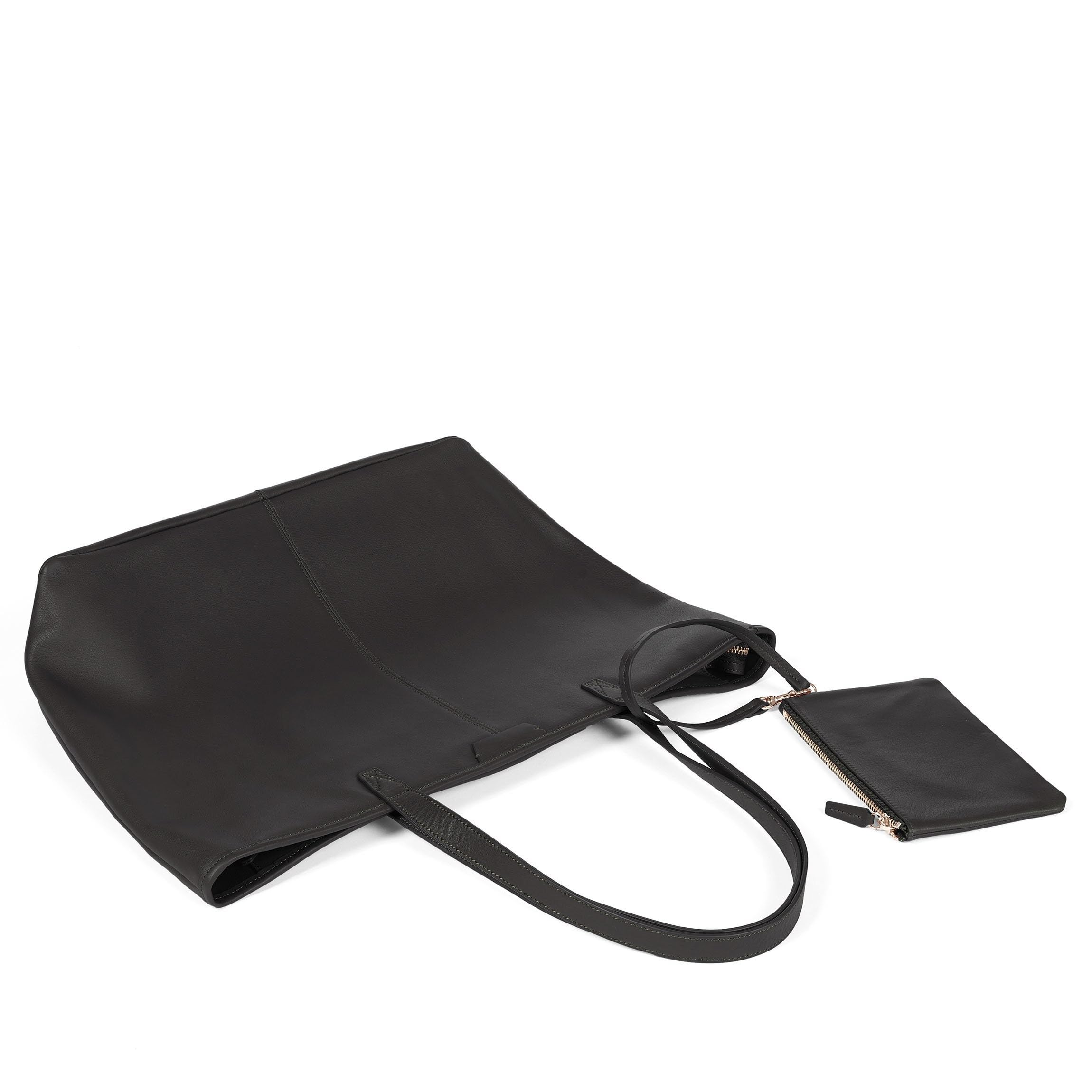 Premium Genuine Leather Black Onyx Large Zippered Tote Bag for Women - Stylish Work Tote, Travel Carryall & Everyday Handbag for Business, Commuting & Shopping
